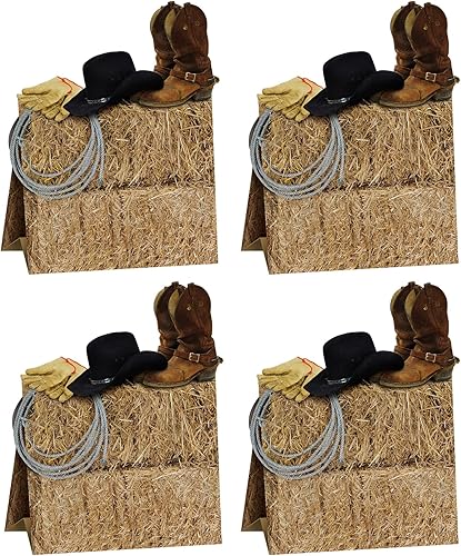 Beistle 4 piezas de centro de mesa tridimensionales con temática occidental, decoración de fiesta de vaqueros del salvaje oeste, 9.5 pulgadas, disponible en Yaxa Venezuela