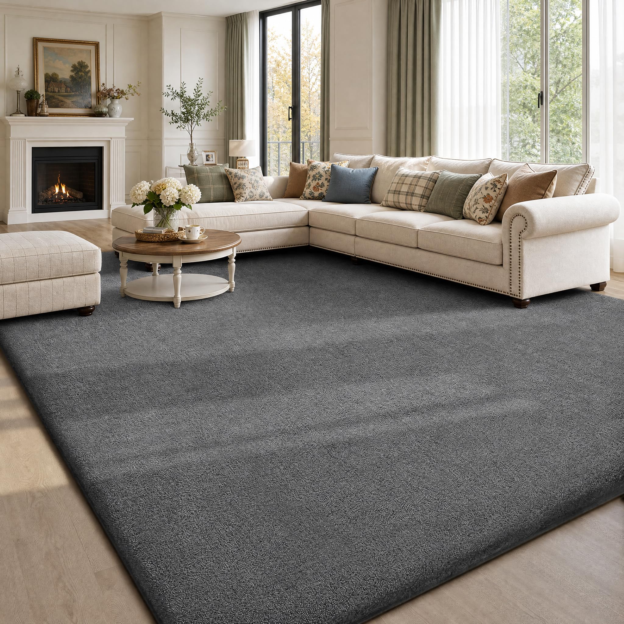 Homaxy Moderner Teppich Wohnzimmer Kurzflor Matte, 120x160 cm | Flauschig Waschbarer Teppiche Kuscheliger Extra Weich Rutschfest Bettvorleger fürs Kinderzimmer Schlafzimmer, Dunkelgrau