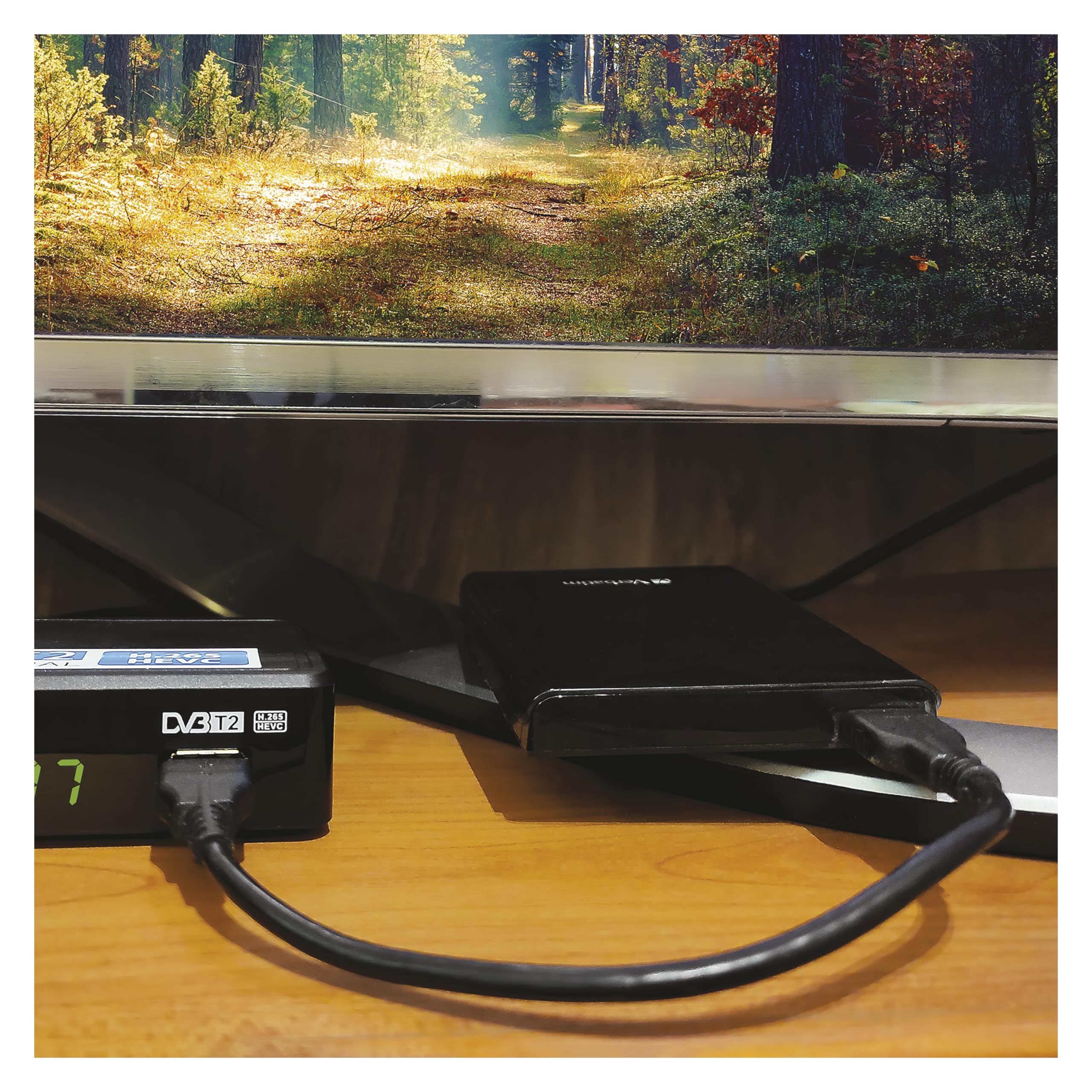 EMOS Decoder DVB-T2, recivitore digitale terrestre H.265 HEVC HD con connessione USB, HDMI, SCART e coassiale, telecomando e infrarossi, PVR, lettore multimediale e funzione EPG, Nero