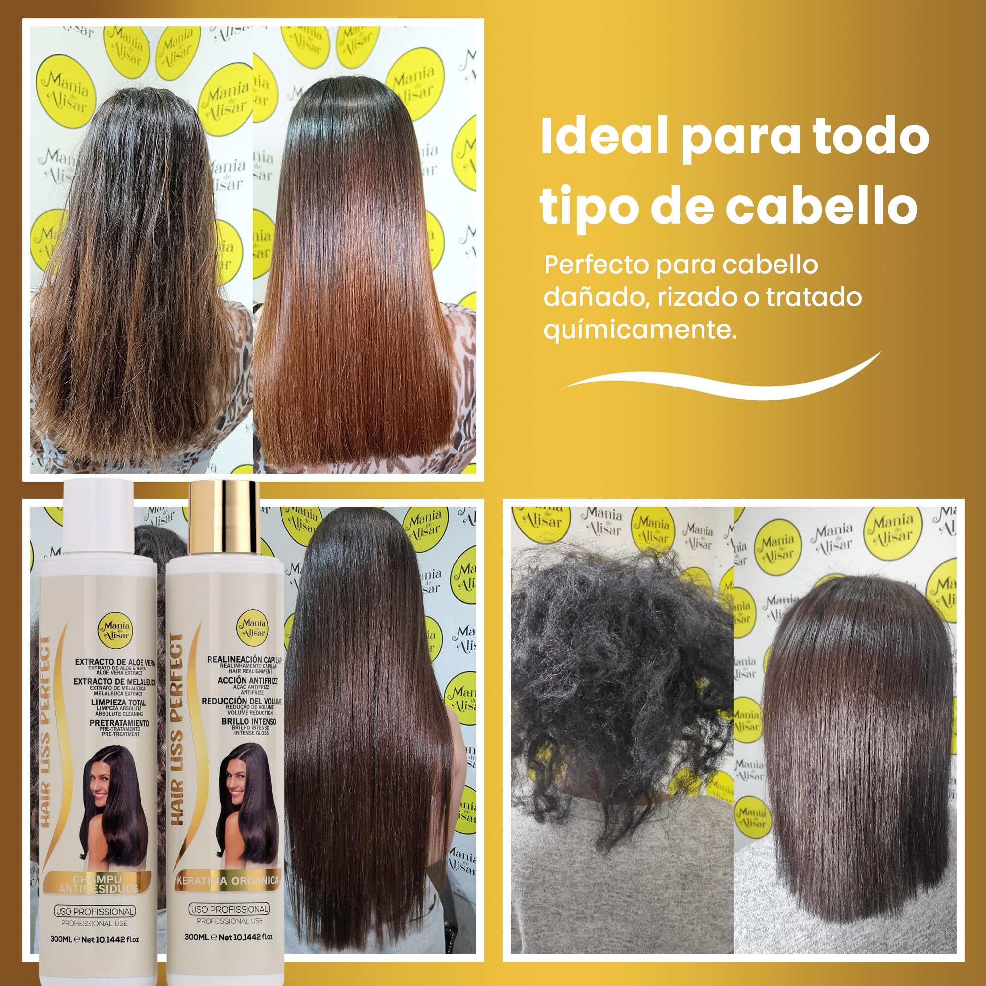 kit alisado brasileño alisado de keratina Orgánica progresivo contiene champú y keratina (300 ml / kit 2) Mania de Alisar