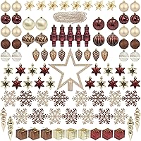 Vista 8 de Juego ITART de 143 decoraciones para árbol de Navidad, incluye esferas de Navidad, adornos de guirnalda de cuentas, figuras de hielo transparentes