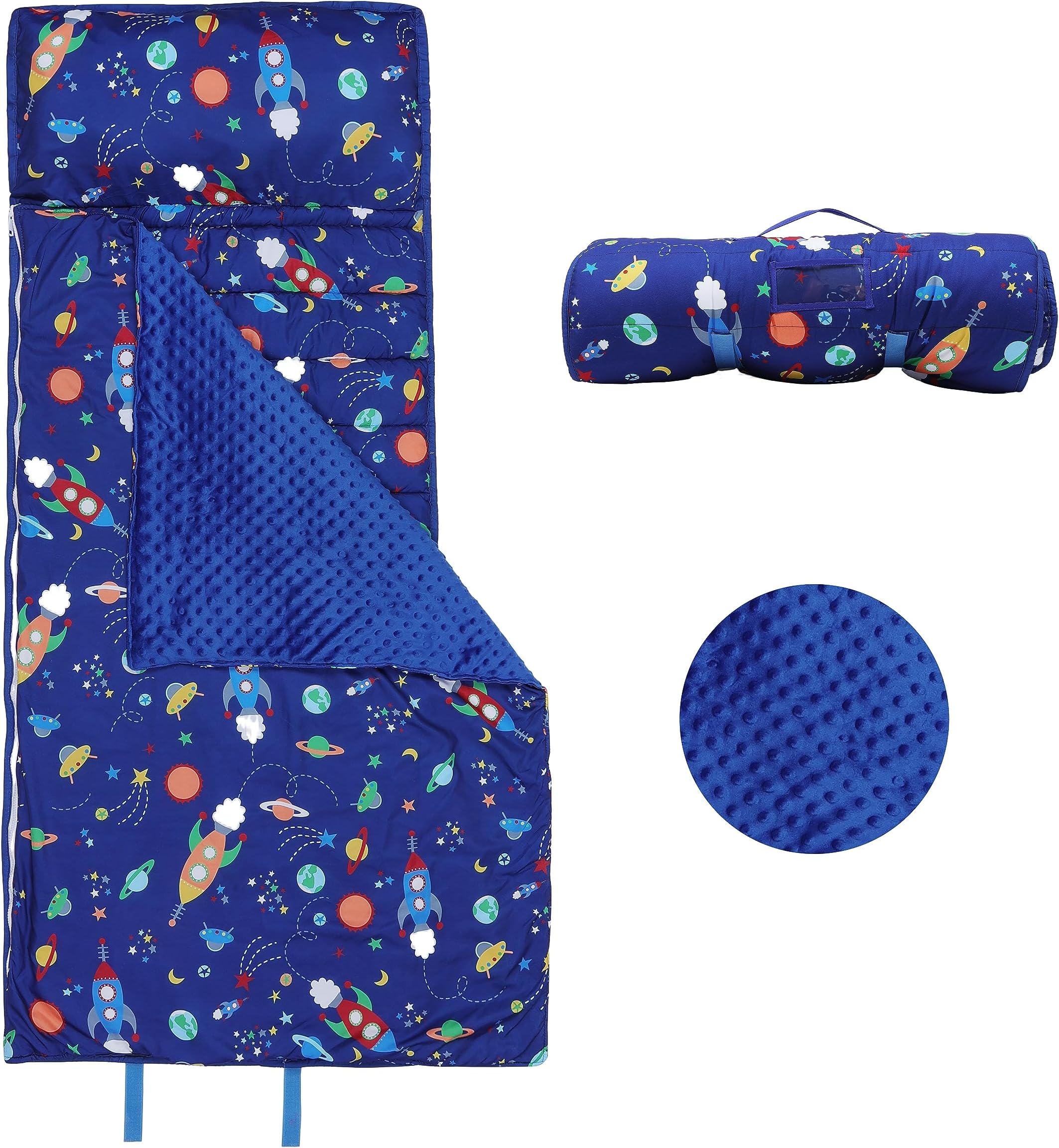 Kids Sleeping Bag Nap Mat with Removable Pillow and Blanket Extra Thick Large 2 in 1 Slumber Bags for Boys Girls,Toddler Nap Mat for Preschool Daycare Travel Camping