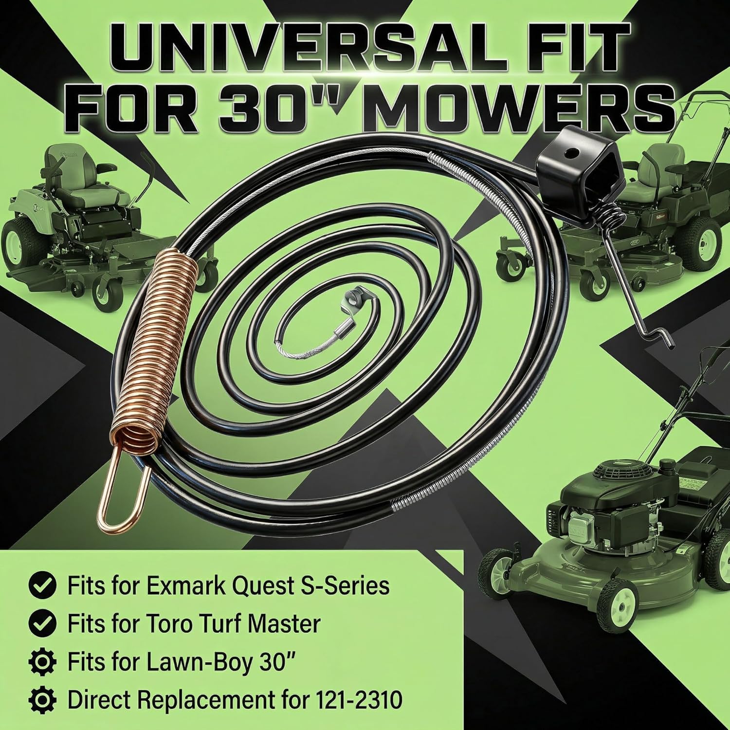 133-2622 Brake Cable, 30 Inch 2-Bail Replacement for 121-2310, Fit for Exmark ECKA30 ECS180CKA30000 S Series & Toro Turf Master 22205TE 30 Inch Lawn Mowers