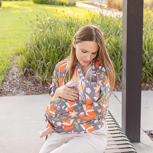 Miniatura 2 de Asiento de automóvil para bebé y cubierta de lactancia para madres lactantes, multiusos, 5 en 1, transpirable, suave, elástico, lavable, ajuste