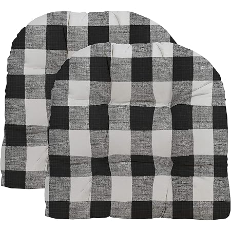 Amazon Com Rsh Decor Indoor Outdoor Wicker 2 U Shape Chair Cushions In Buffalo Plaid Fabric Choose Size And Choose Color 2 19 X 19 U Shape Seat Cushions Black Buffalo Plaid Patio Lawn