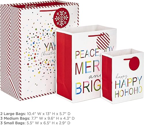 Miniatura 10 de Hallmark Coloridas bolsas de regalo de Navidad surtido (8 bolsas 2 pequeñas de 6 pulgadas, 2 medianas de 9 pulgadas, 2 grandes de 13 pulgadas, 2