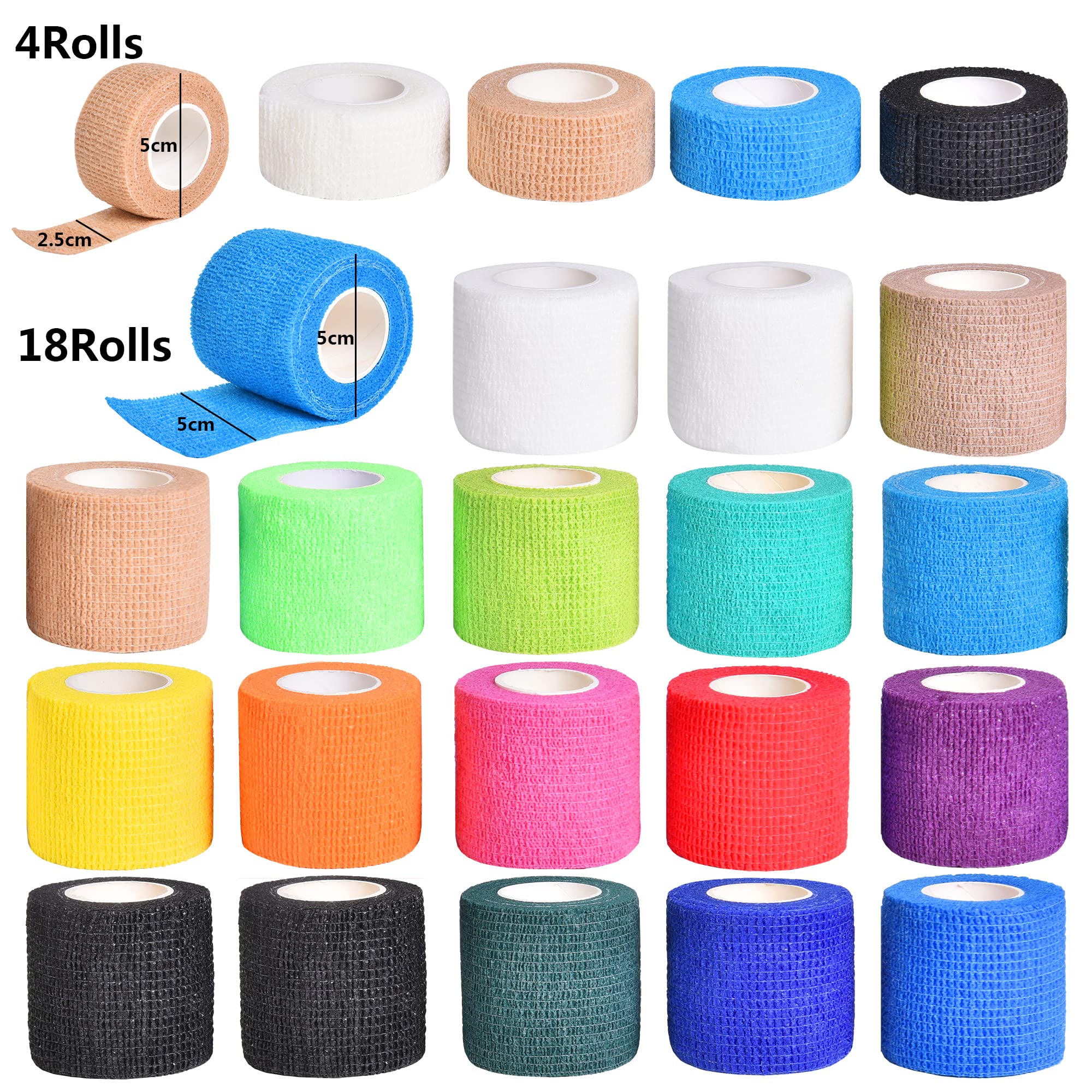 22 taśmy crossfit samoprzylepny bandaż spójny 5 cm × 4,5 m +2,5 cm × 4,5 m sportowy elastyczny bandaż, bandaż na palec, welon dla psów fizjoterapia bułki pierwszej pomocy