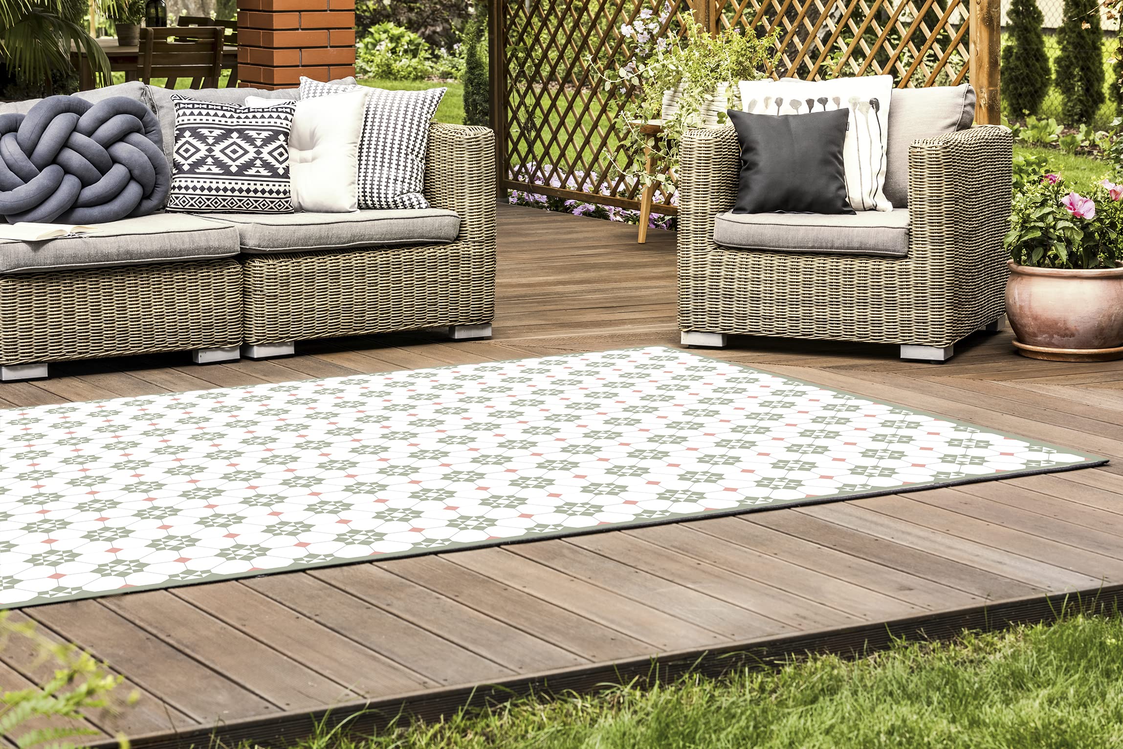 DobleUve Estudio Alfombra Vinílica Hidráulica 34 | Color Verde | 65x140 cm | Alfombra Cocina Lavable Antideslizante | Alfombra Vinilica | Suelo Vinílico | Alfombra Vinilo Salón