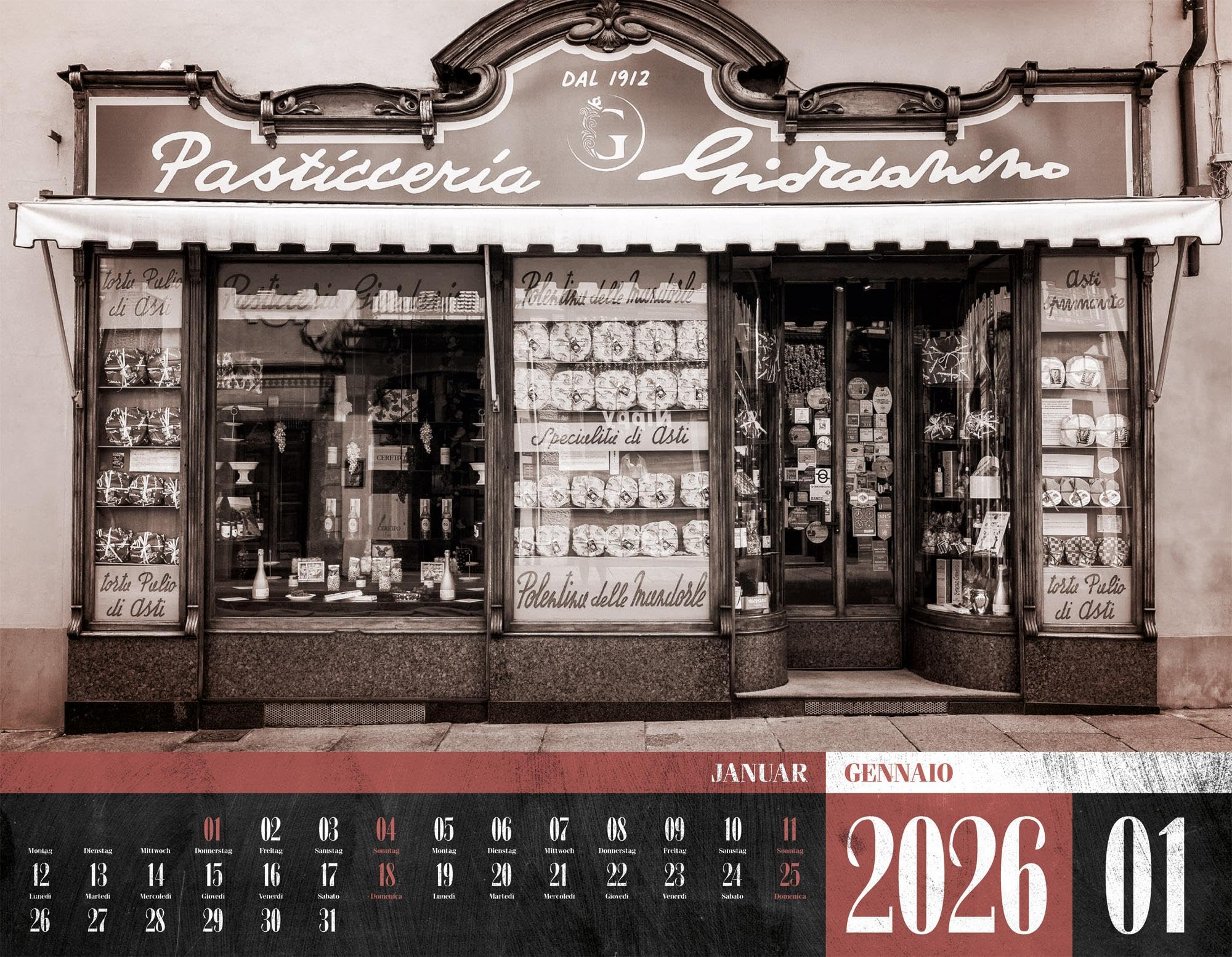 La Dolce Vita Kalender 2026 | Italienische Lebensart | Stimmungsvoller Italien-Kalender im großen Querformat (54x42 cm) | Fotos in Schwarz-Weiß/Sepia