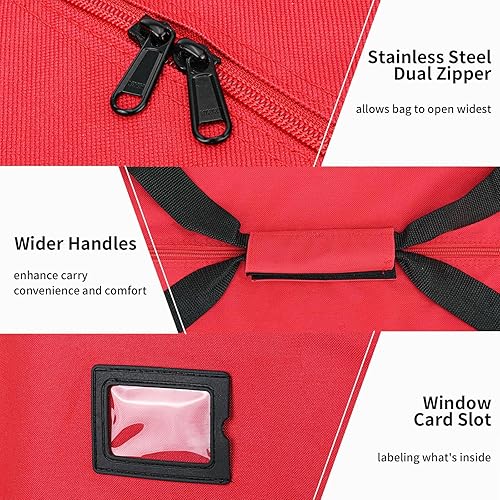 Miniatura 5 de Bolsa de almacenamiento para árbol de Navidad con ruedas de 9 pies, árboles artificiales desmontados de Navidad, tela Oxford impermeable 600D,