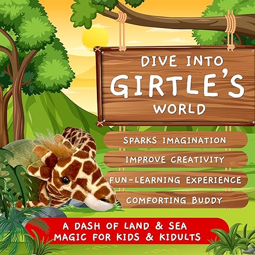 Miniatura 5 de Randimals Mezcla de animales de peluche híbridos de jirafa y tortuga, para niñas y niños, personajes de animales abrazables y suaves, juguetes