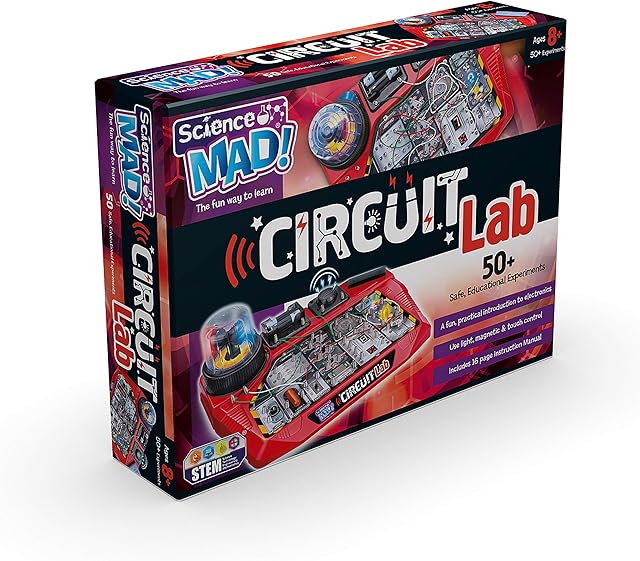 Science Mad SM37 Lab for Kids-Learn About an Introduction to Electronic Circuits with 50+ Safe Educational Experiments-Includes Light, Magnetic and Touch Control, 8+ Years, Multi, 32cm