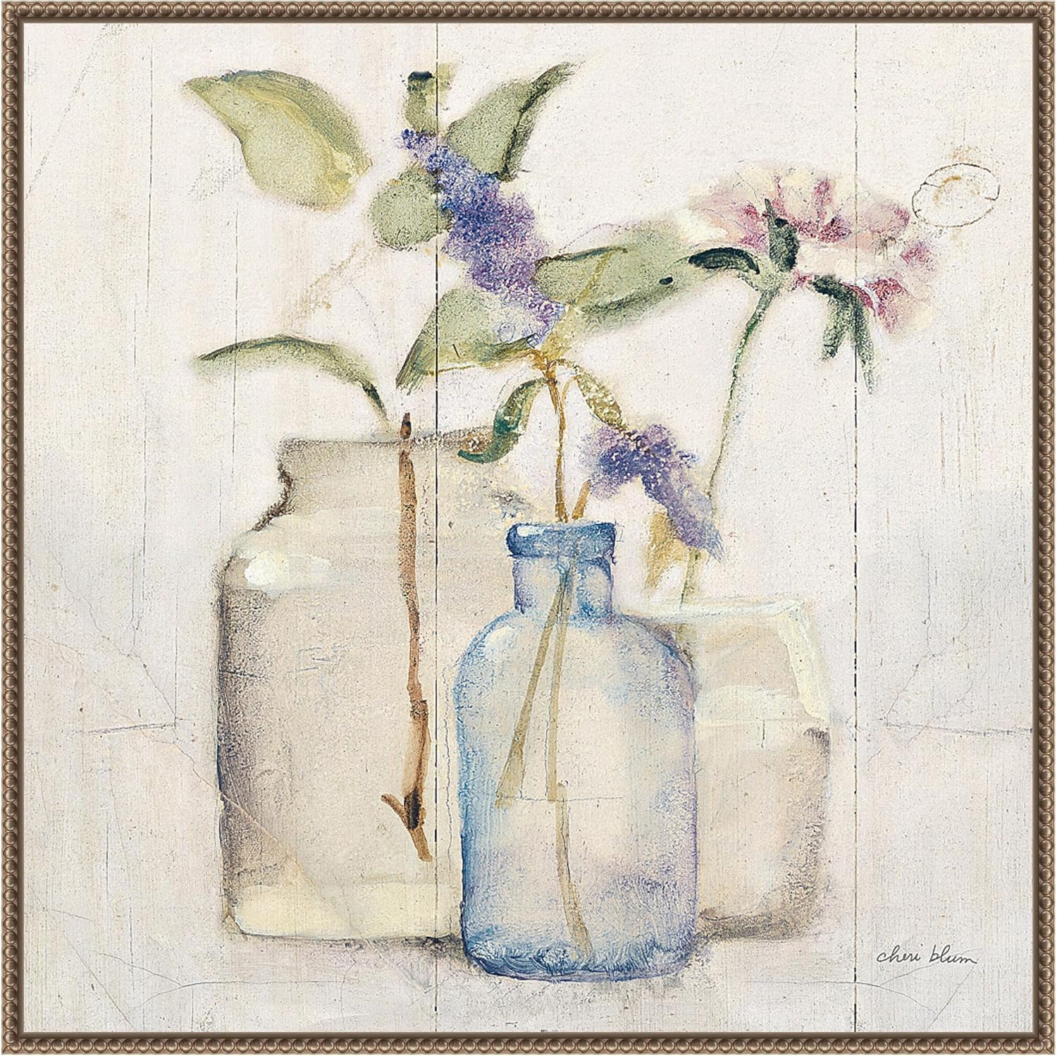 Amanti Art Framed Canvas Wall Art 30x30 Blossoms on Birch I by Cheri Blum, Framed Wall Art Canvas, Still Life Artwork, Traditional Decor, Large Poster Painting for Living Room, Bedroom, Bathroom,