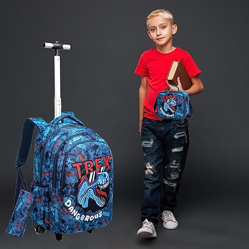 Miniatura 7 de Egchescebo Mochila con ruedas para niños, 3 unidades, con ruedas, carrito con ruedas, Azul-2, Mochilas de viaje