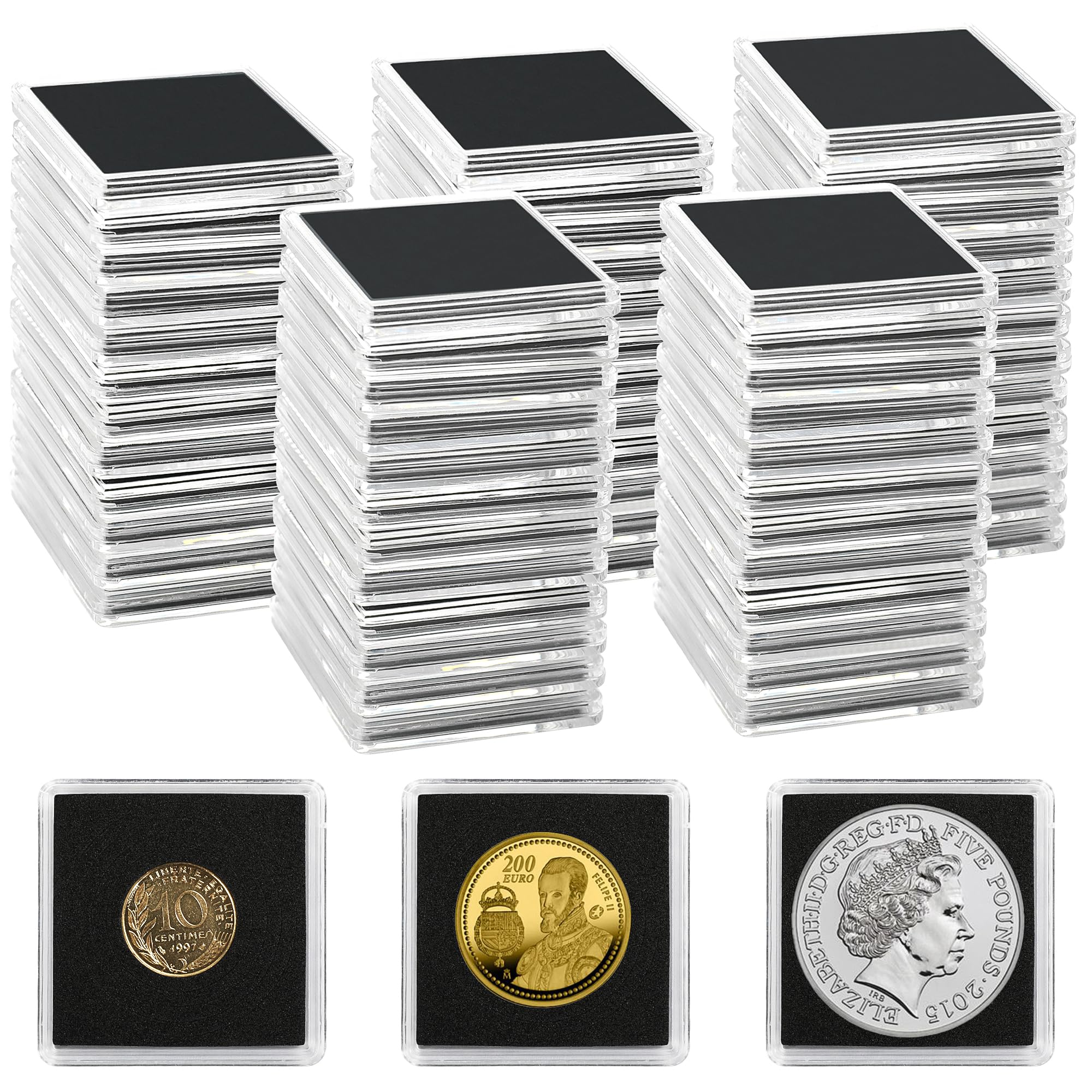 Uncle Paul 80 PCS Coin Collecting Capsules, 20/25/30/35/40mm Holders with 5 Sizes Black Gaskets