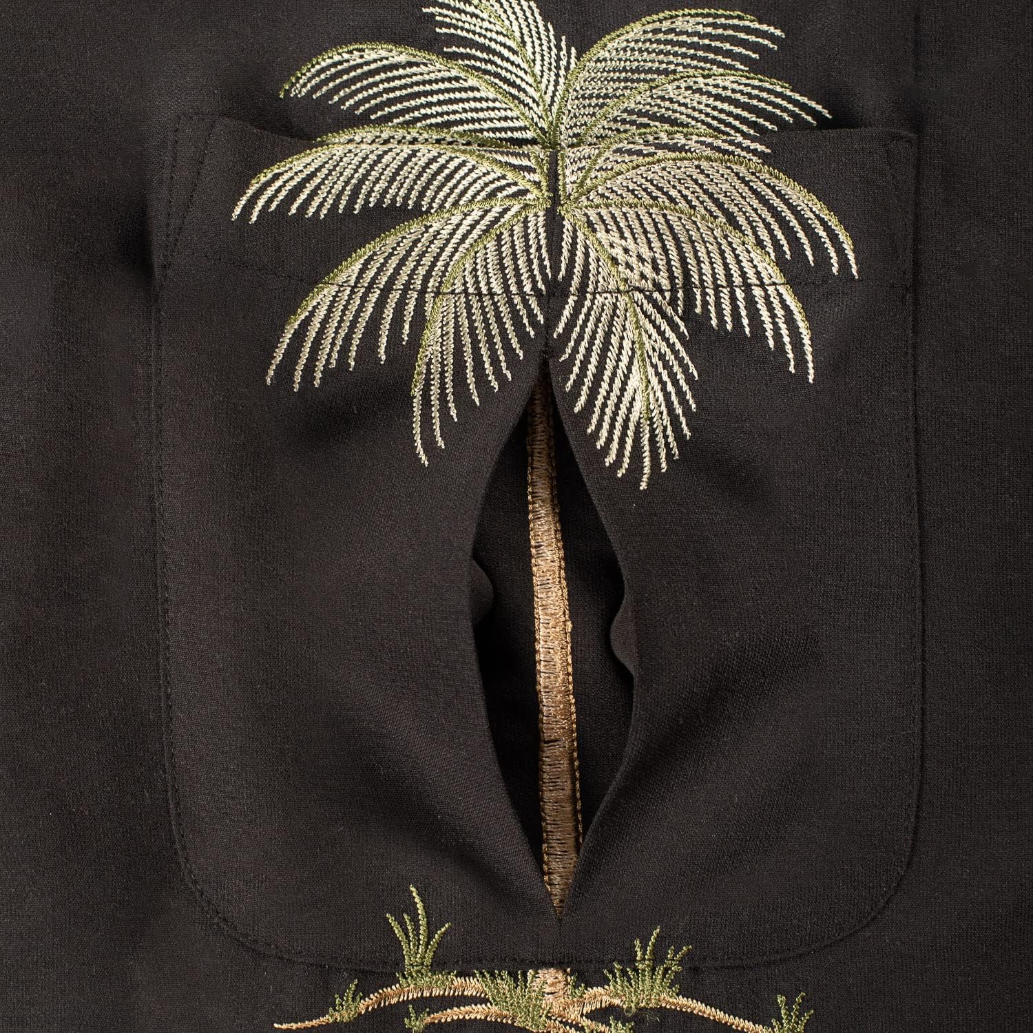 Bamboo Cay Mens Short Sleeve Peekaboo Palm Casual Embroidered Woven Shirt - Image 4