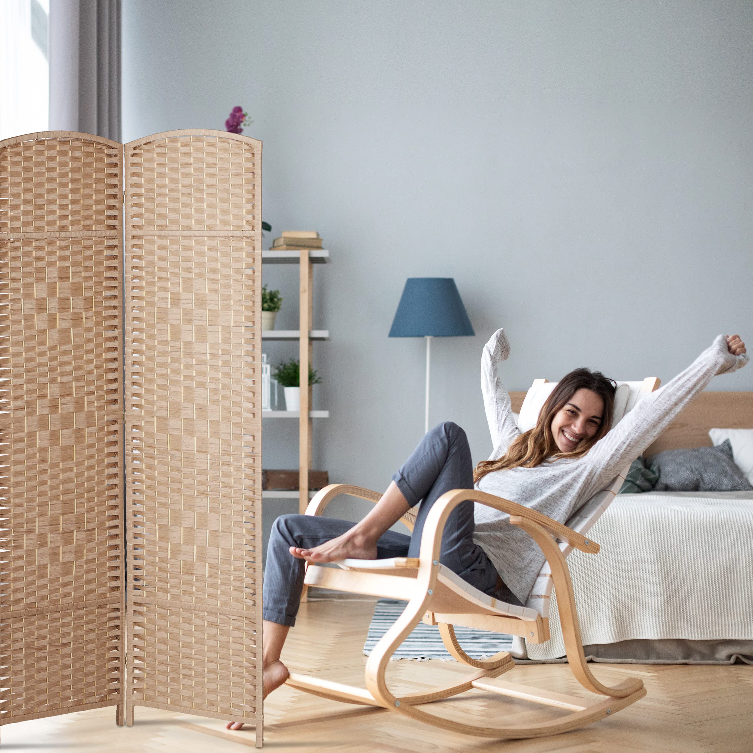 Relaxdays Paravento a 3 Pannelli, Divisore Pieghevole in Legno, HxL 170 x 120 cm, Separé per Ambienti Interni, Naturale