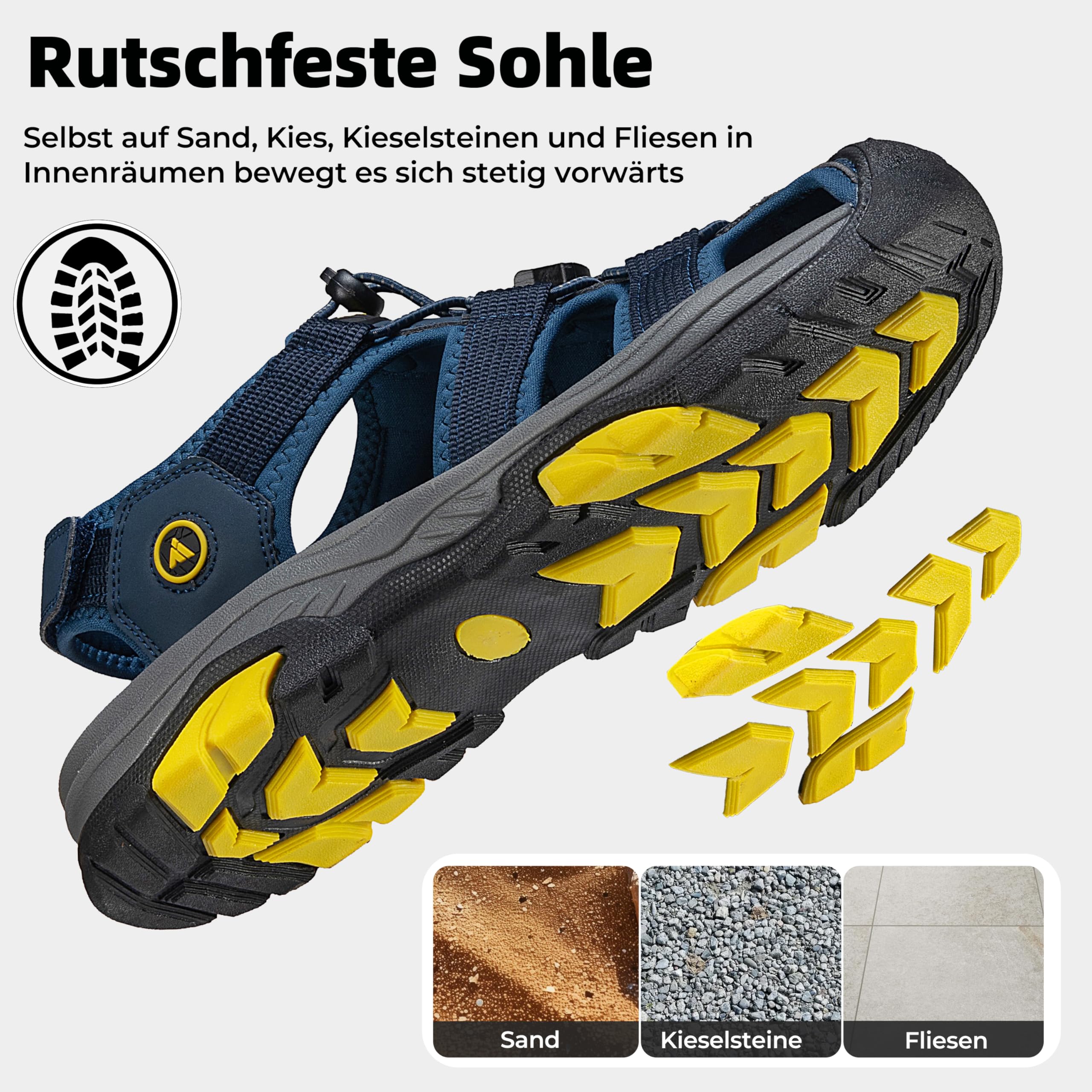Mishansha Geschlossene Sandalen Herren Atmungsaktive Wandersandalen rutschfeste Outdoor Gr.39-46