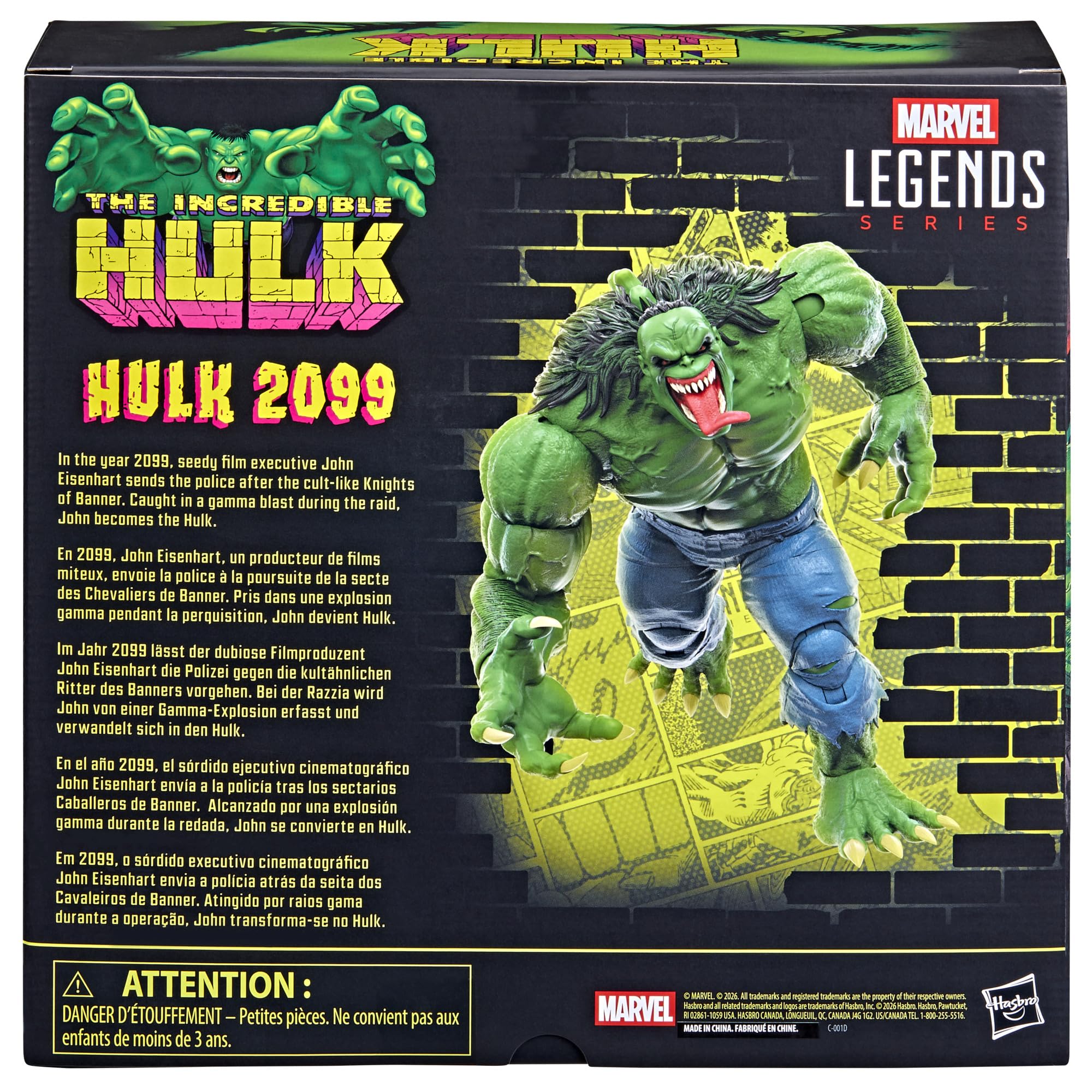 Marvel Legends Series Hulk 2099, Hulk 2099 Set de Figura de acción Coleccionable de 15 cm Inspirada en los cómics | Marvel Legends The Incredible Hulk - Figura de acción de 7 pulgadas - Hulk 2099