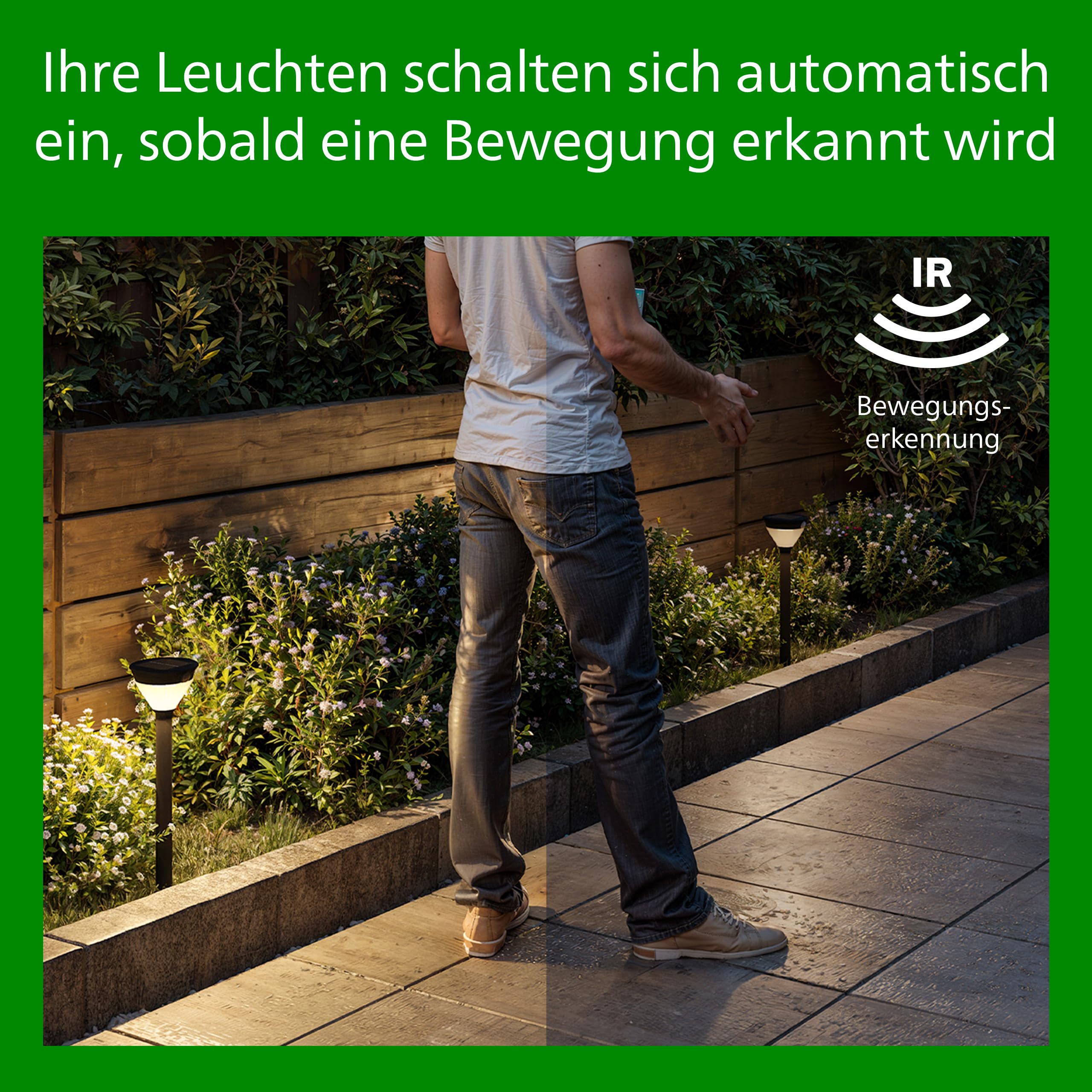 PHILIPS Outdoor Ultra-Efficient Solar Blaise Sockelleuchte 1.5W, Linkable Funktion, Tageslicht- und Bewegungssensor, 3000 Kelvin, IP44, anthrazit