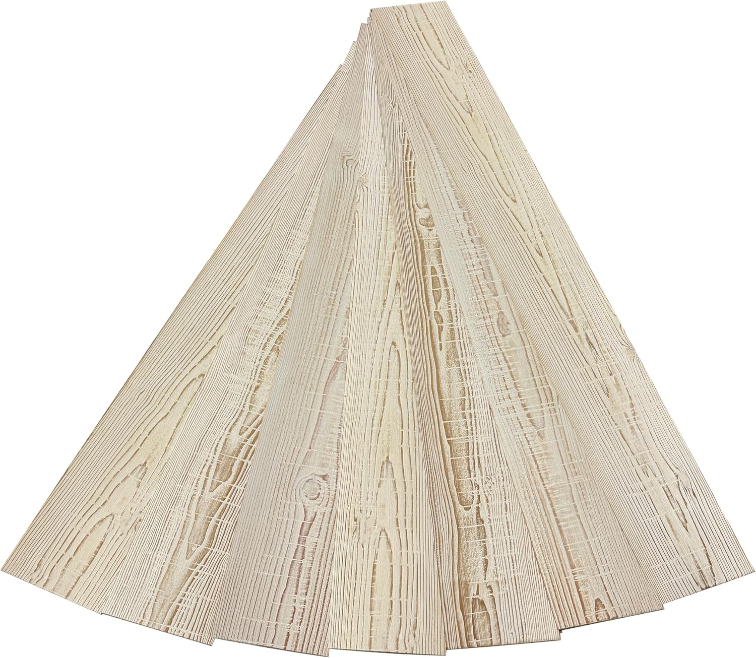 luxdecor real wood wall planks - white shiplap boards - 5" peel and stick - 10 pieces - 12.5 sq ft white washed (cut-off lines)