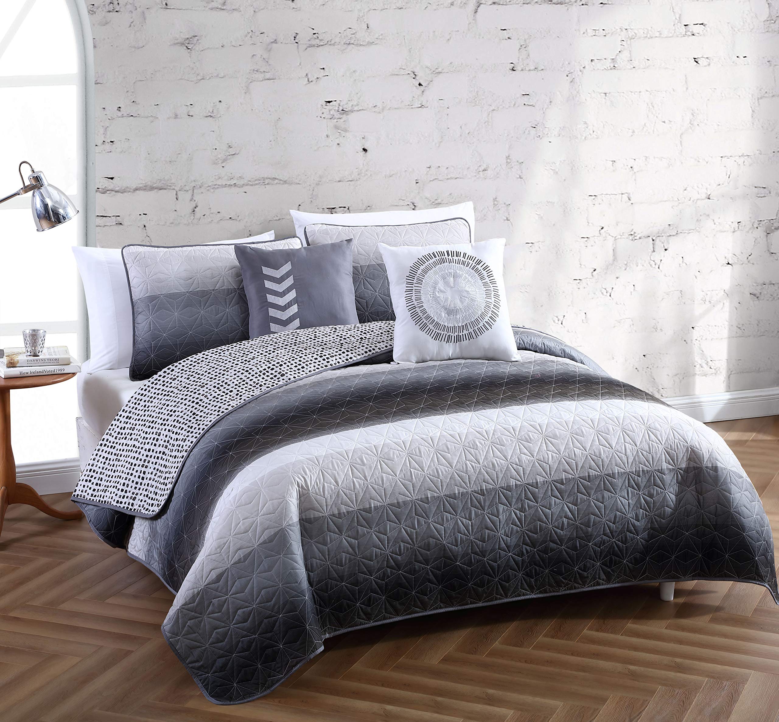 Geneva Home FashionCypress 4pc Quilt Set-Twin-Black/Grey