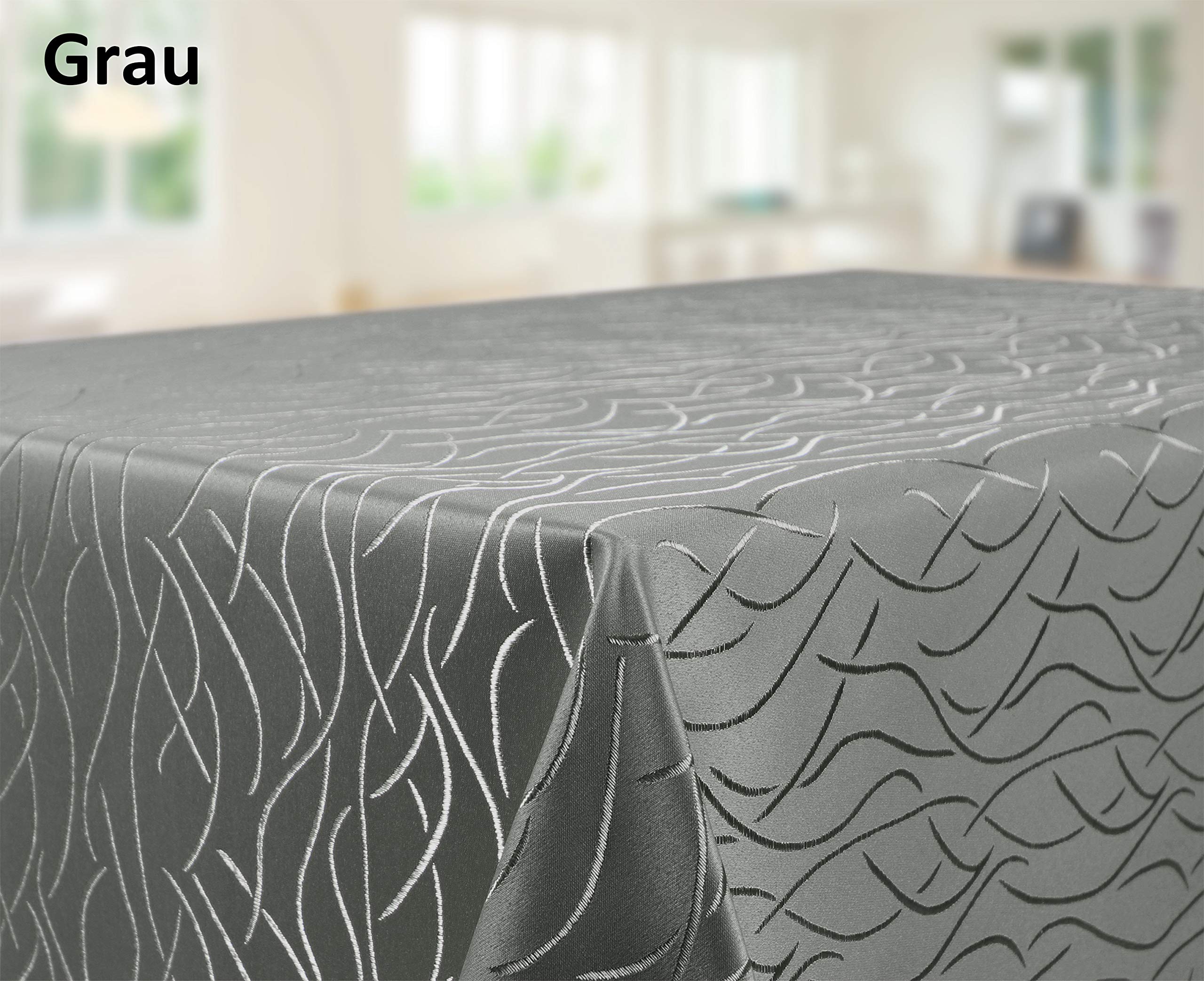Beautex Tovaglia Damascata Ondulata - Non-Stiro E Antimacchia - Grigio Scuro 130x160 Cm