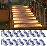 Vista 9 de NIORSUN Luces Solares de Escalón para Exteriores, Paquete de 12 Luces Solares Blancas Frías para Escaleras Exteriores Impermeables IP67 Encendido