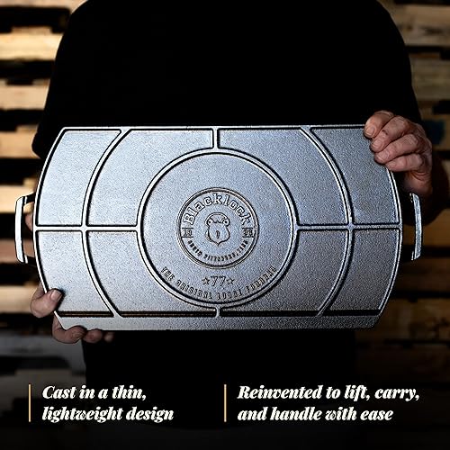 Miniatura 4 de Lodge Blacklock - Plancha de hierro fundido de 10 x 20 pulgadas, triple sazonada, para cocinar en interiores y exteriores, se adapta a más de dos