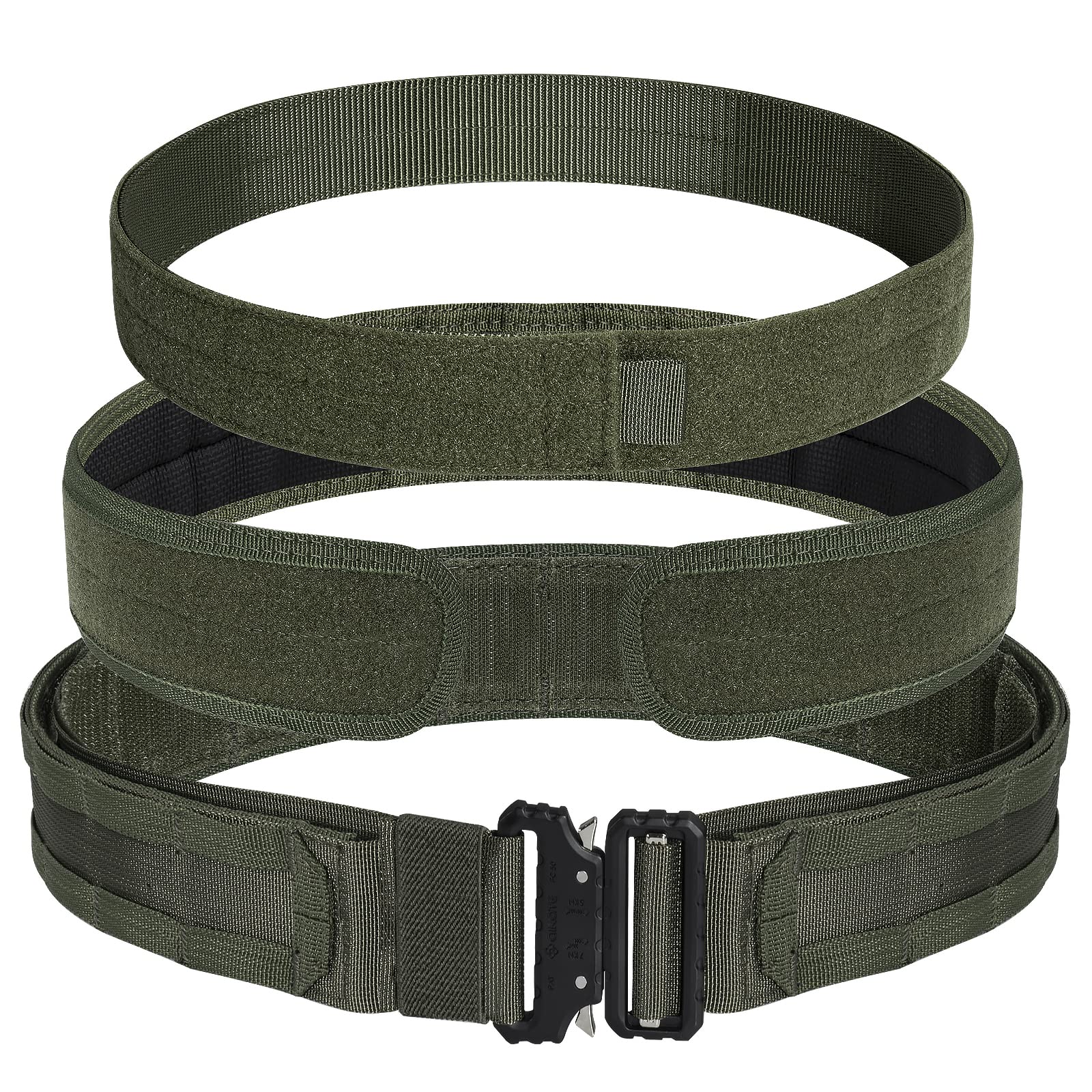 AIKATE Tactical Belt - Molle, Battle, Quick Release Rigger Combat Belt 1.75 & 2.25 Inch Inner & 2.0 Inch Outer Heavy Duty