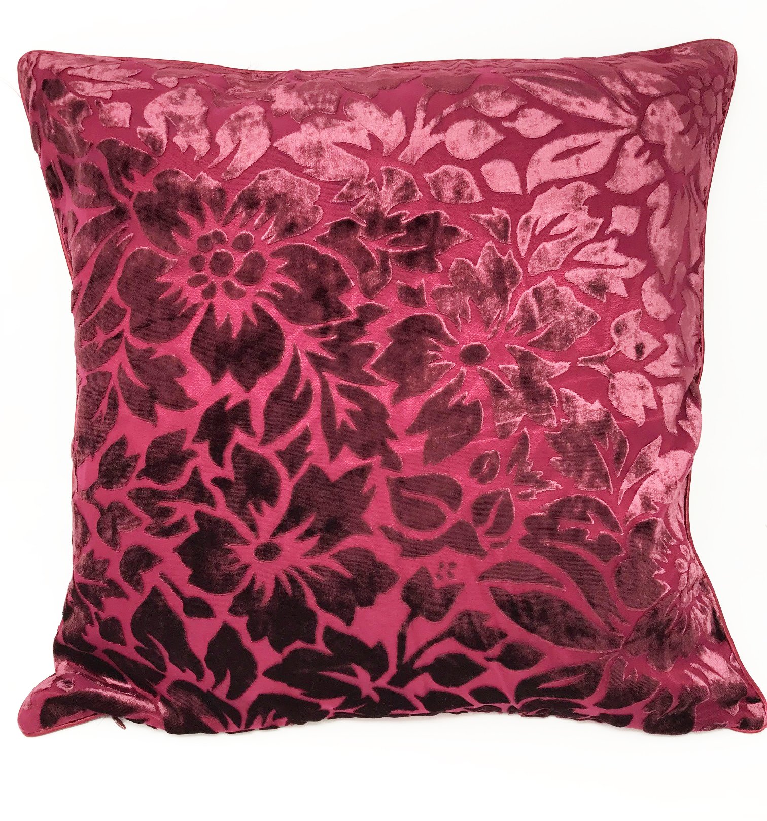Lancashire Textiles Wine Limited Manufacturers Of Quilts, Pillows And Homewares | Floral Velvet Cushion Cover Only (Wine)