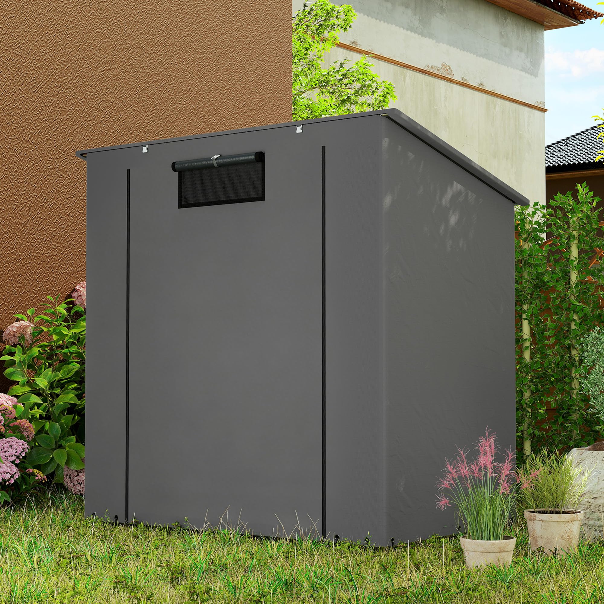 Outsunny Tenda da Garage Impermeabile 1,9x1,2 m con Tetto a Falda Unica, Porta con Cerniera Avvolgibile, Finestra con Telaio Metallico Rinforzato, Resistente ai Raggi UV