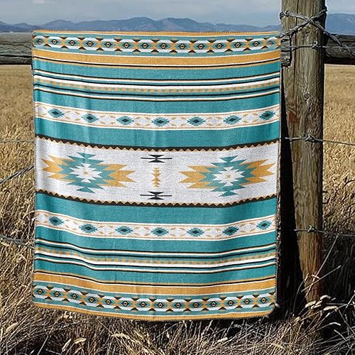 Miniatura 2 de Manta con estampado azteca con forro de sherpa suave, estilo tribal navajo tradicional del suroeste del suroeste, manta cálida para campamento, al