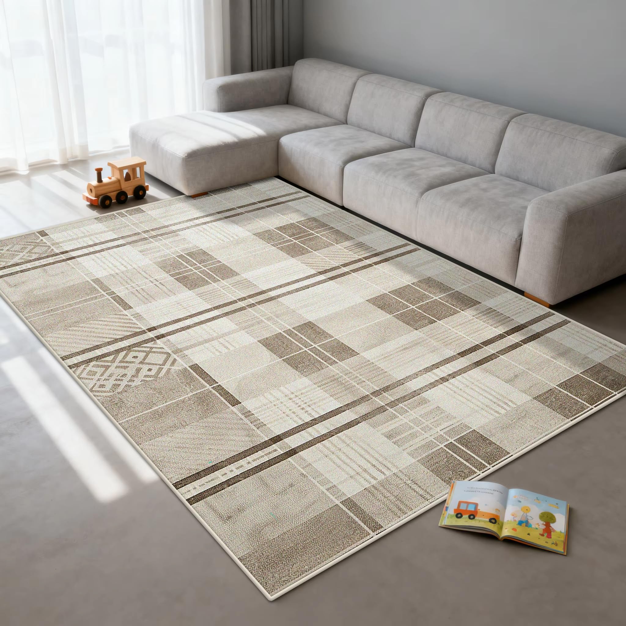 Tapis de Salon léger et Luxueux, Style Nordique, Grand Format, Doux et antidérapant, Lavable, pour canapé, Salle d'eau (120 x 180 cm)