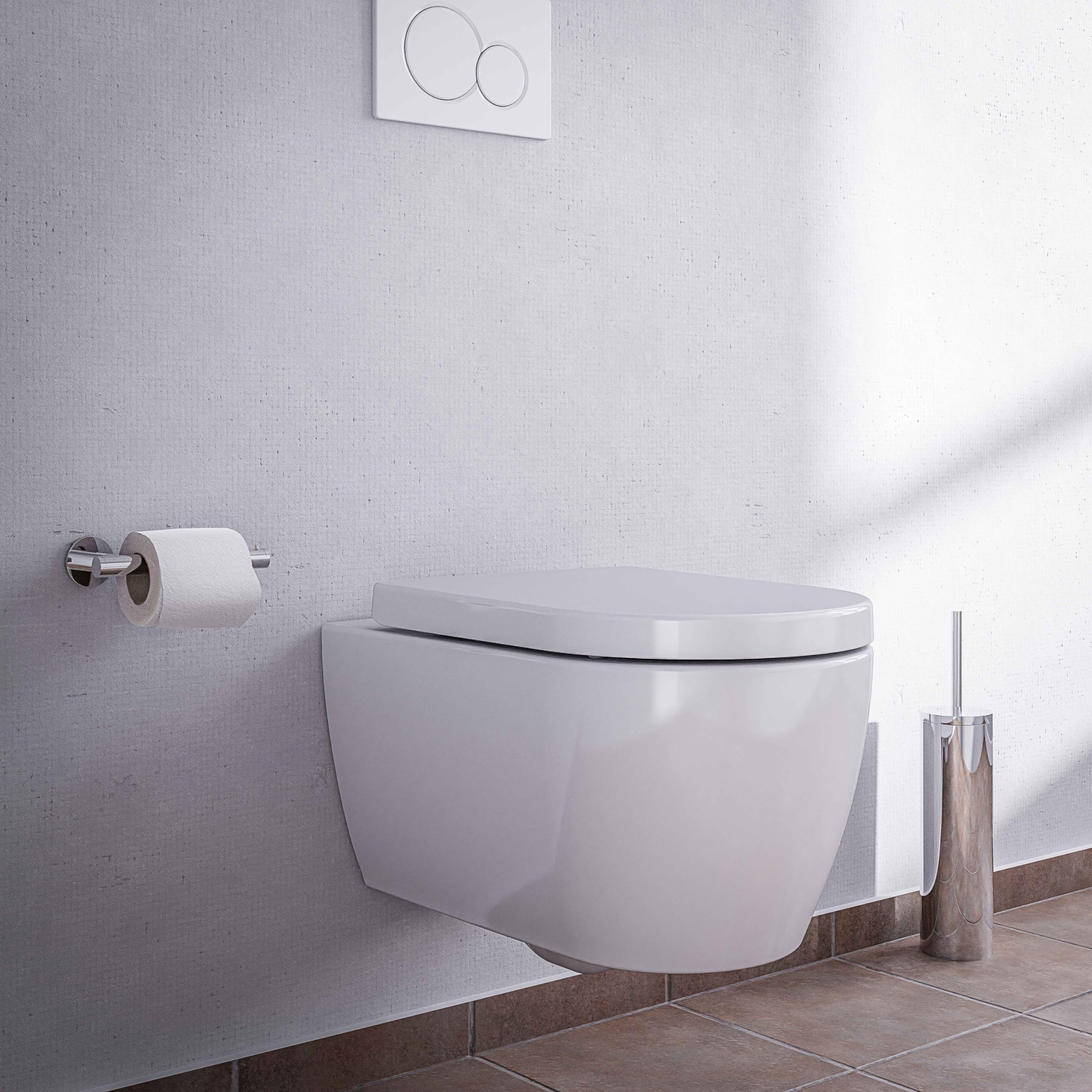 Bernstein spülrandloses Wand-WC NT2039 Weiß – Hänge WC mit NANO-Beschichtung, Tiefspül Toilette ohne Spülrand, Softclose WC-Sitz aus Duroplast mit Take-Off-Funktion, modernes Design