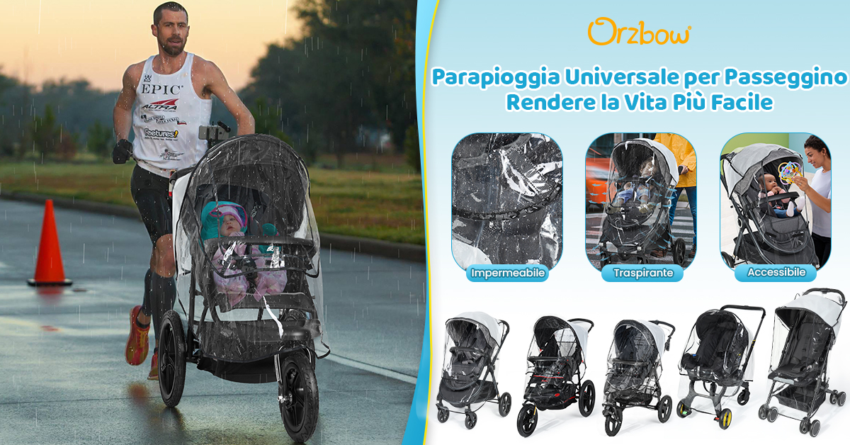 Parapioggia Universale Passeggino Orzbow - Impermeabile, Traspirante, Con Finestra, Pieghevole - Foto 4