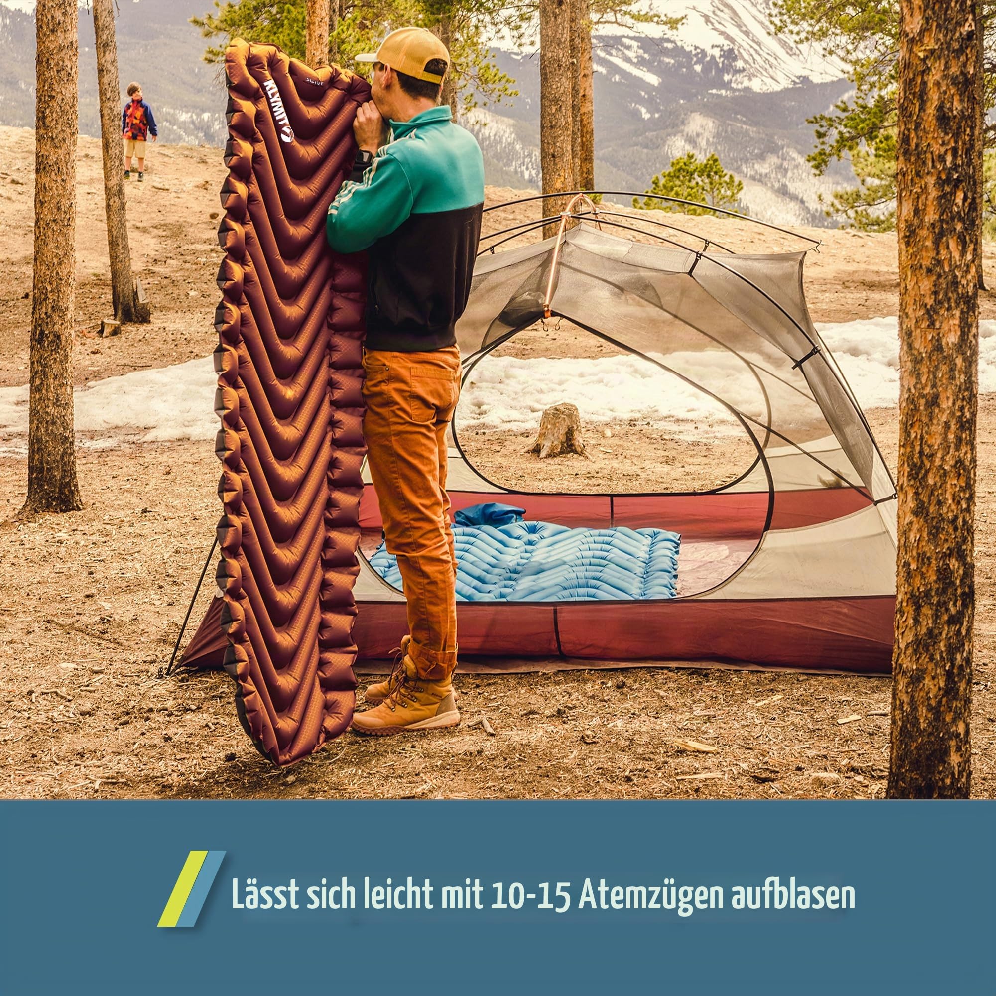 Klymit Static V Camping Isomatte, leicht, 6,3 cm dick, Beste Isomatten für Rucksackreisen, Wandern, Luftmatratze, aufblasbar, kompakt, patentierte Camp-Schlafunterlage