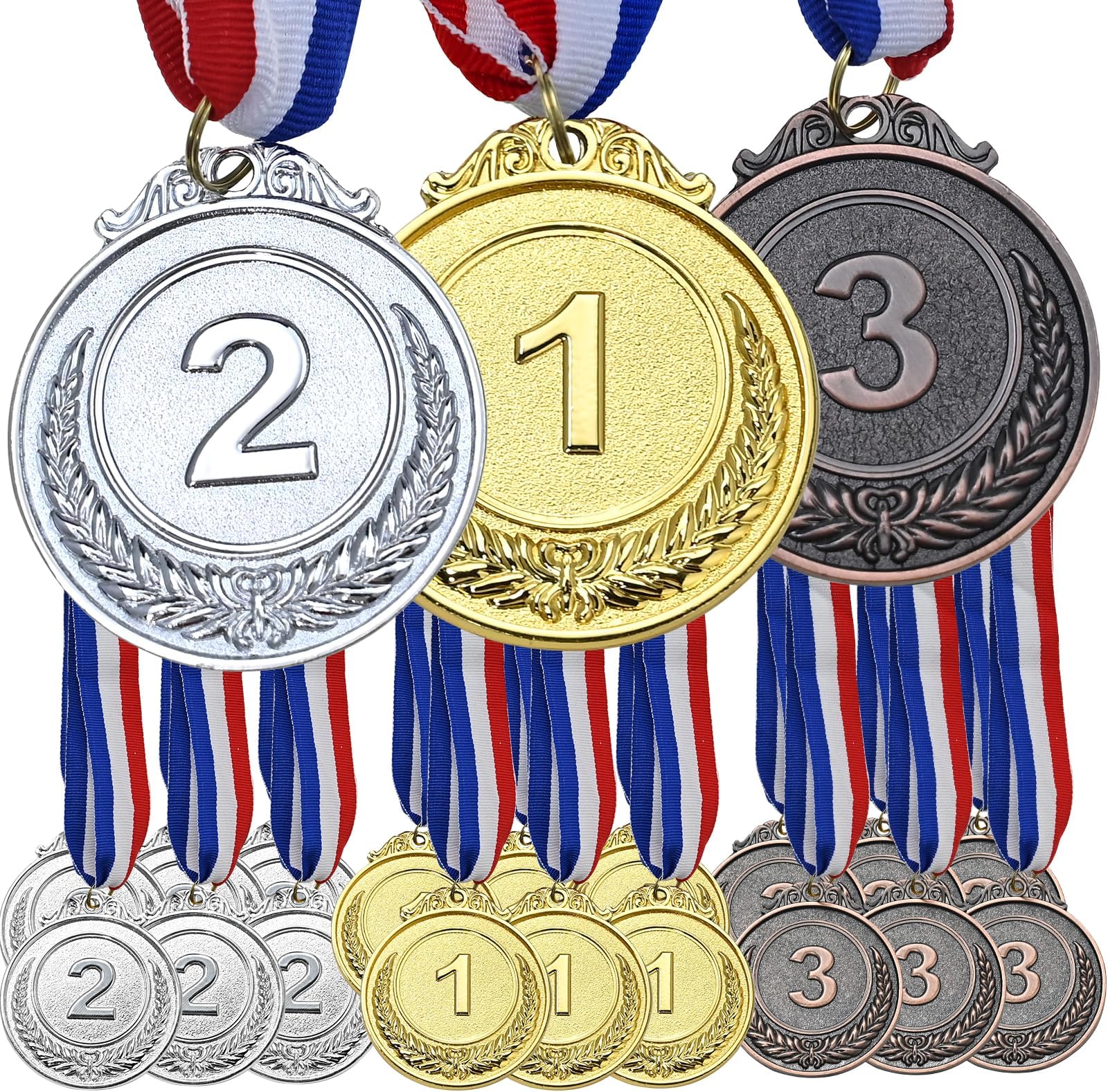 GOLDGE 18 Award Medals - Ideal for Sports, Competitions, Parties, Spelling Bees & Olympics - 2 Inches - Comes in a Set of 18. Also Available in Gold, Silver and Bronze - Perfect Prizes for Winners