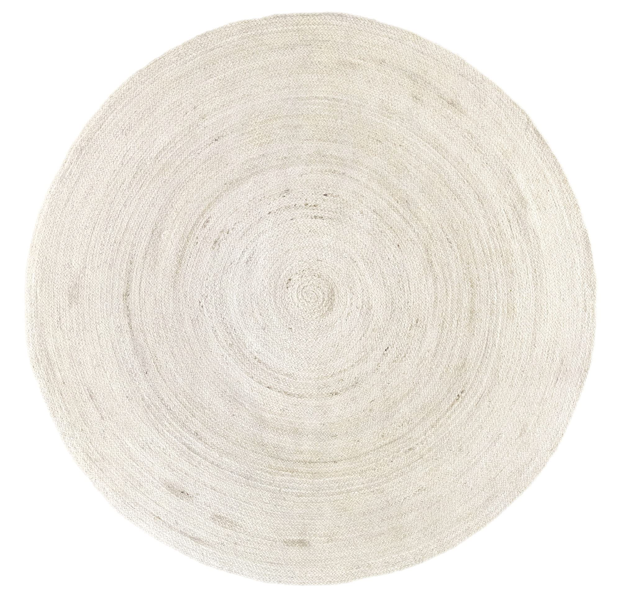 HAMID Jute Teppich Rund - Alhambra Teppich 100% Naturfaser de Jute - Farbe Weiß/Creme (200x200cm)