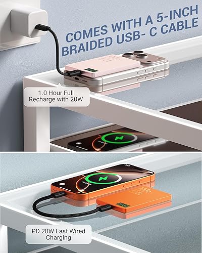 Miniatura 5 de BLACPAI - Banco de energía magnético con cargador iWatch, ultra delgado de 5000 mAh Qi2 15 W, batería inalámbrica Mag-Safe con pantalla LCD,