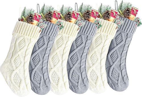 Miniatura 16 de Medias tejidas para Navidad, color tinto, verde y marfil