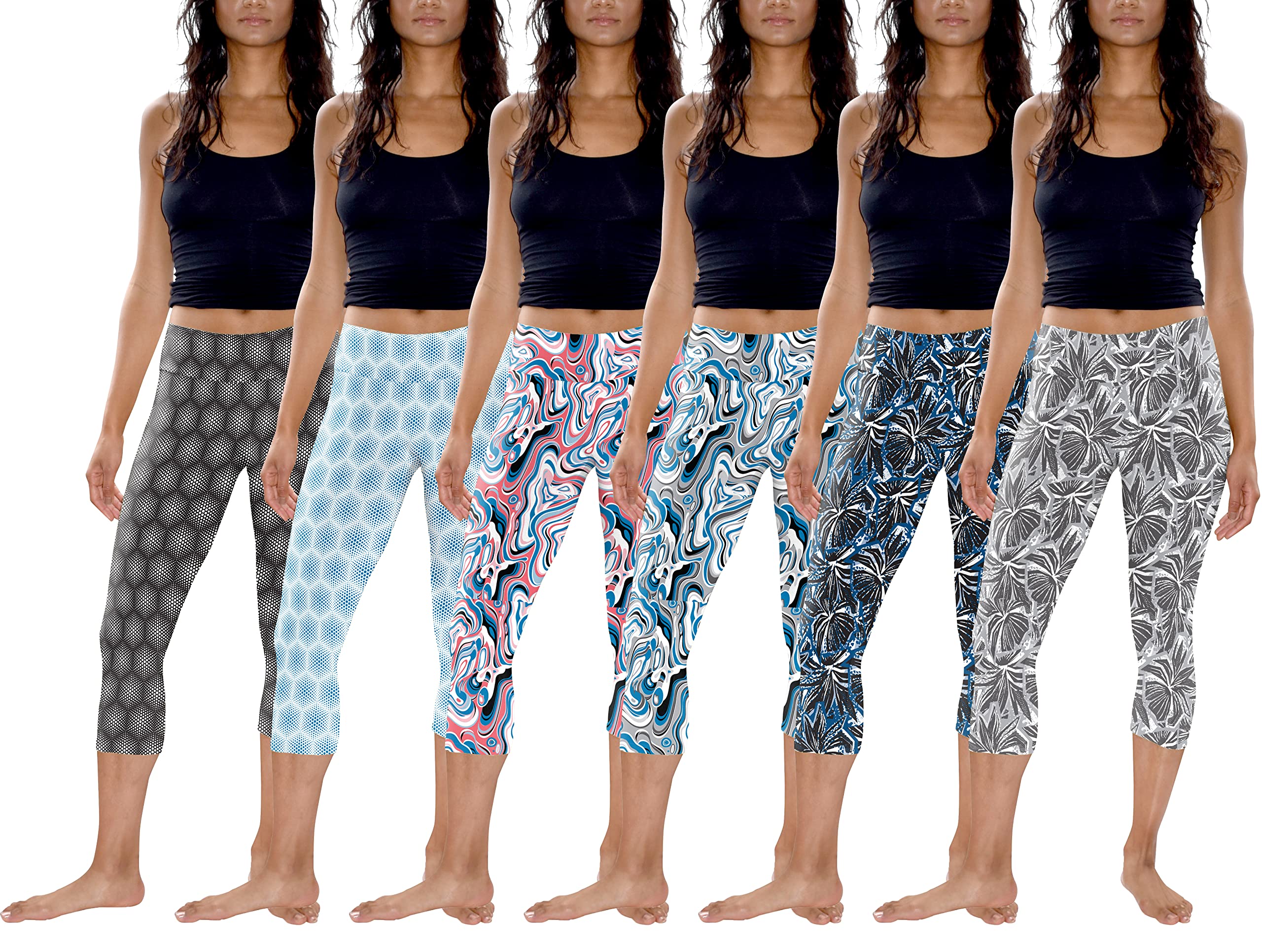 Womens' Capri Length Skinny Pant Leggings | Ultra Soft Active Stretch Pants | Multi Packs & Colors