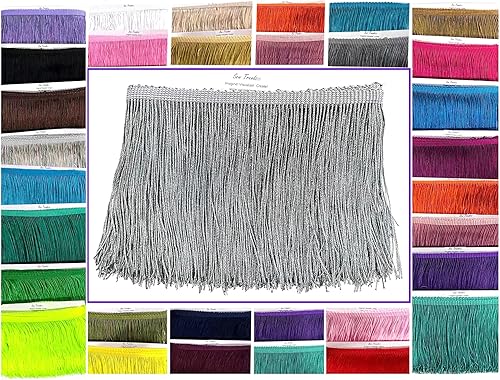2 yardas de hilo de flecos de cadeneta de 12 pulgadas de largo, borlas, flecos trenzados para manualidades, costura y decoración, color gris
