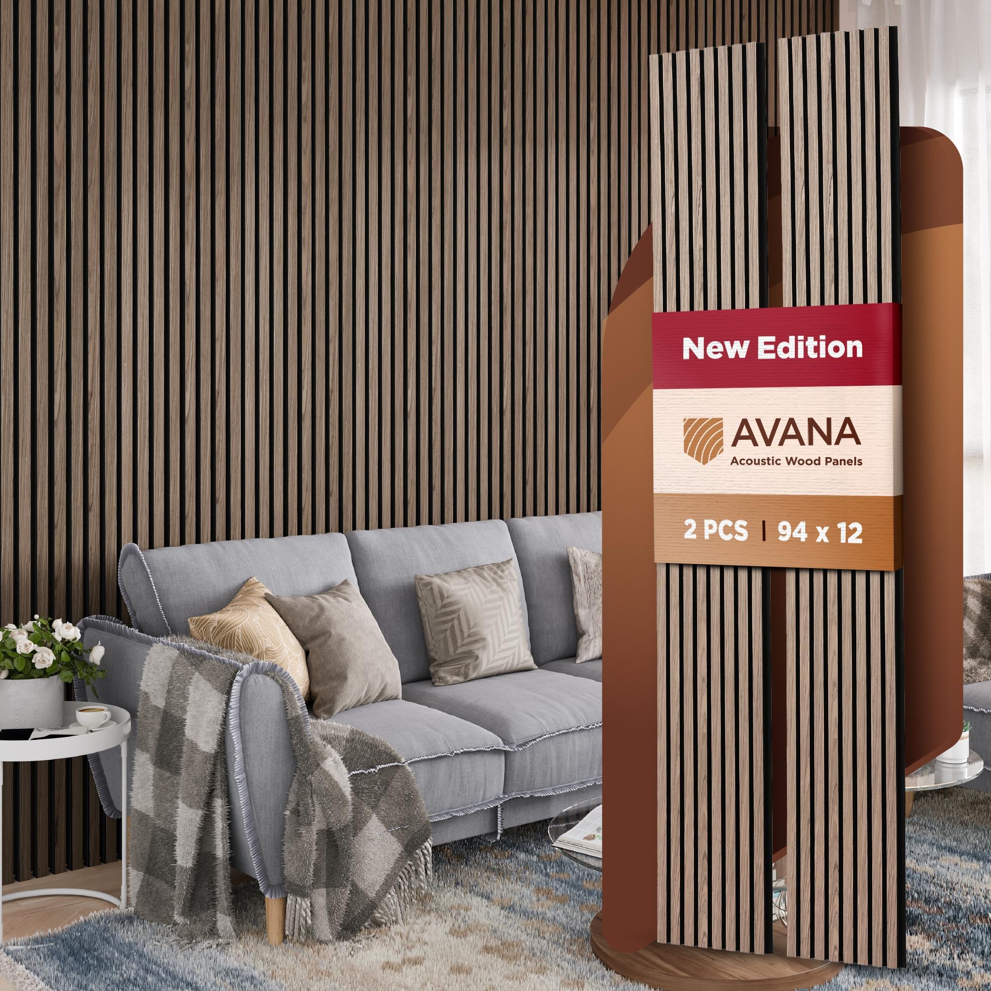 Avana Acoustic Wood Wall Panels – Walnut Acoustic Panels Set of 2 – Wall Panels For Interior Wall Decor For Homes, Offices, Studios – Aesthetically Pleasing Decorative Wood Panels For Wall