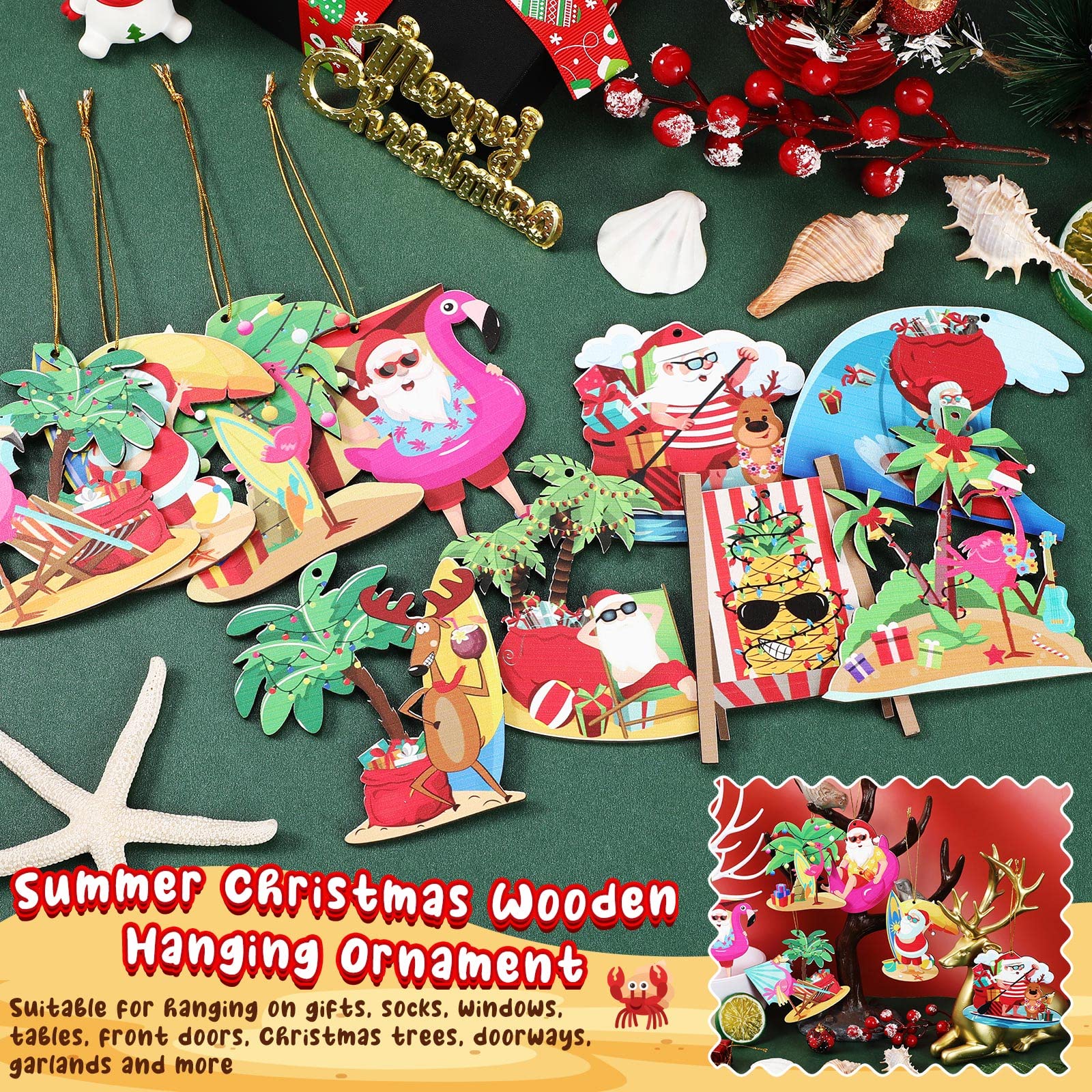 Amazon.co.jp: Yaomiao 12個 7月 クリスマス 木製 ハンギング