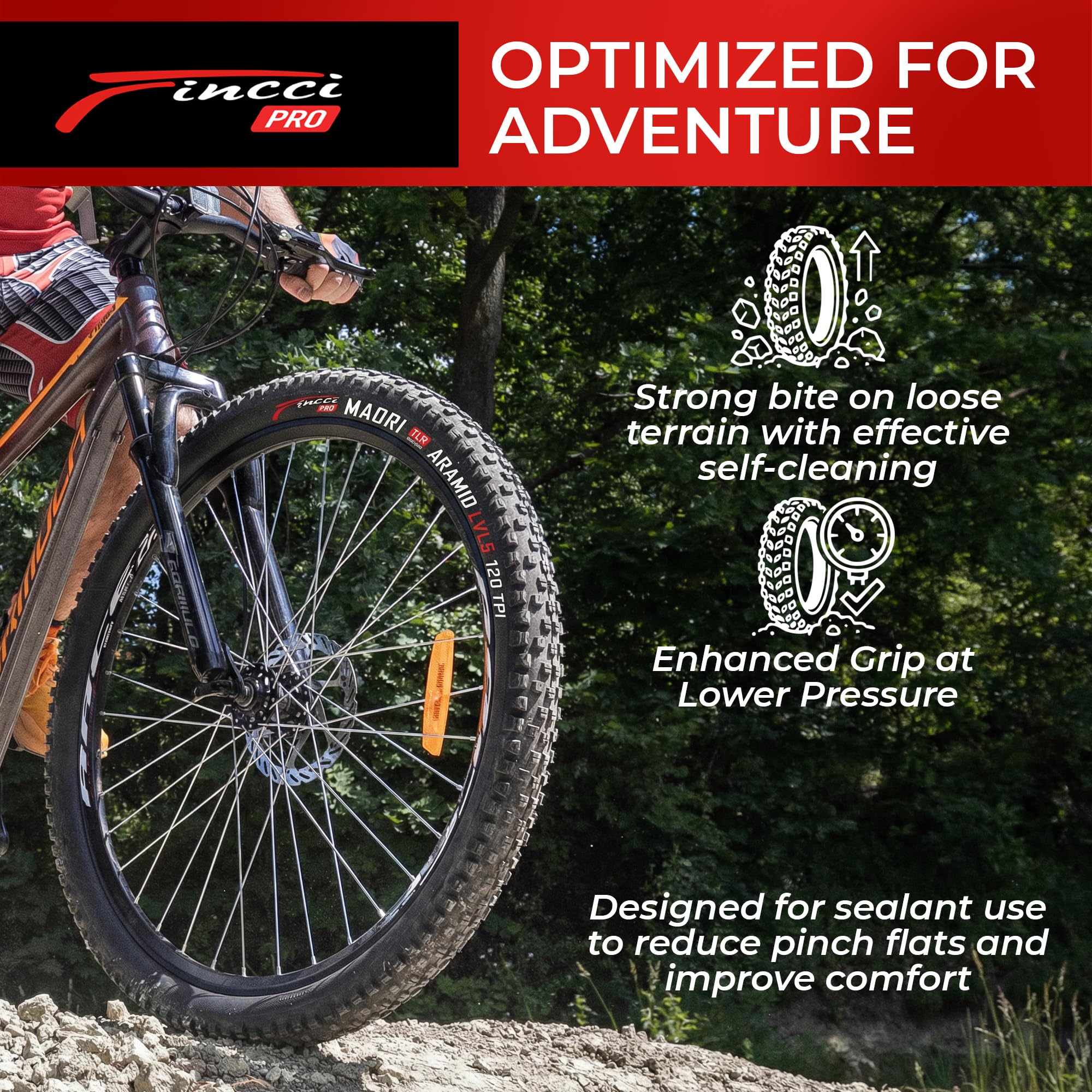 Fincci Pneu 27.5x2.35 60-584 Tubeless Pliable avec Protection 120 TPI | Pneu Tubeless 27.5x2.35 avec Protection Anti-Crevaison en Aramide de 1 mm et Pression 30-50 PSI
