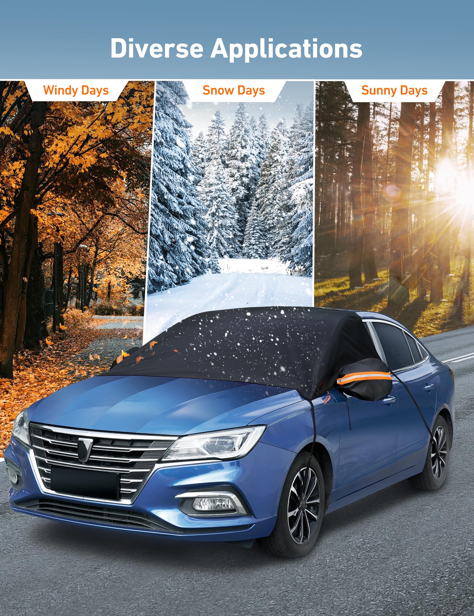AstroAI Car Windshield Snow Cover Windshield Cover for ice and Snow Frost Windshield Cover for Ice 2 Removal — view 3