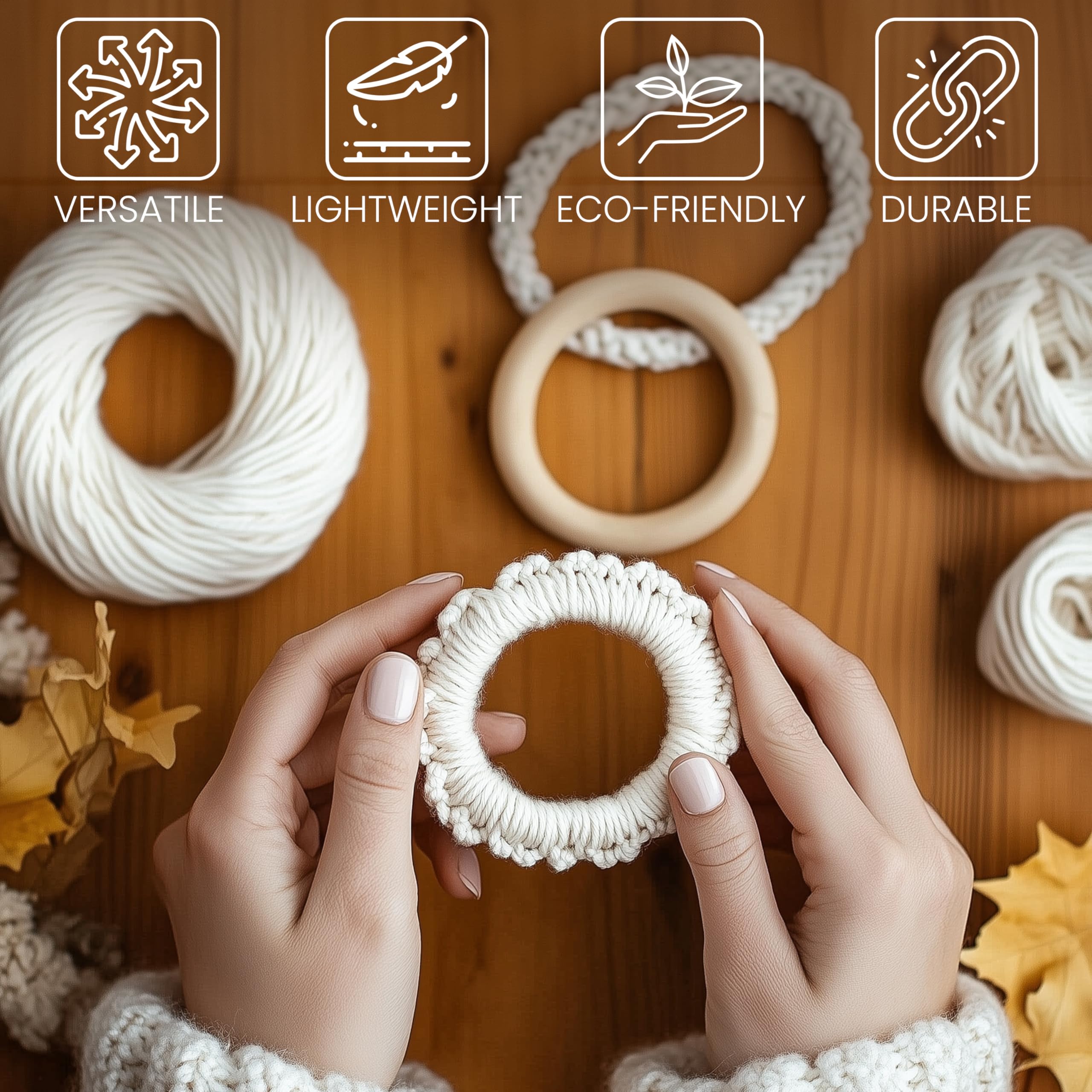 10 Cerchi In Legno Naturale 70mm - Per Fai Da Te, Gioielli, Decorazioni E Bambini - Foto 7