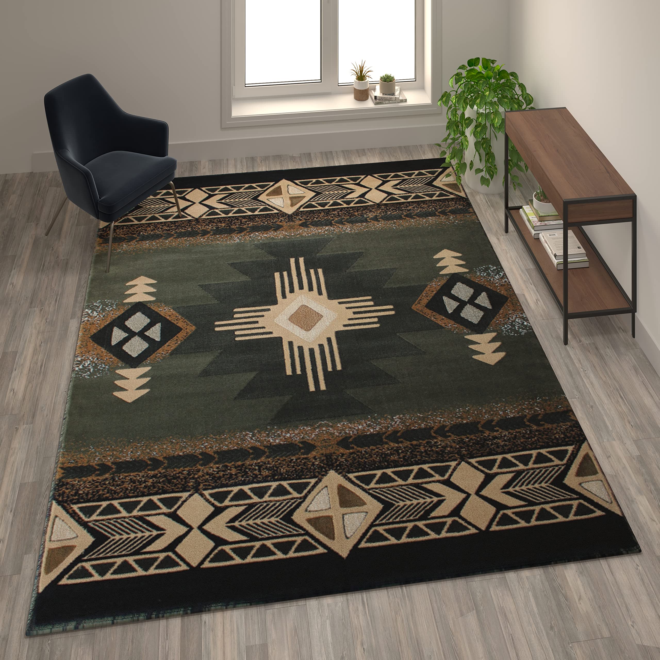 Flash Furniture Mohave Traditional Southwestern Style Area Rug - Rustic Sage Accent Rug - 8' x 10' - Olefin Fibers with Jute Backing