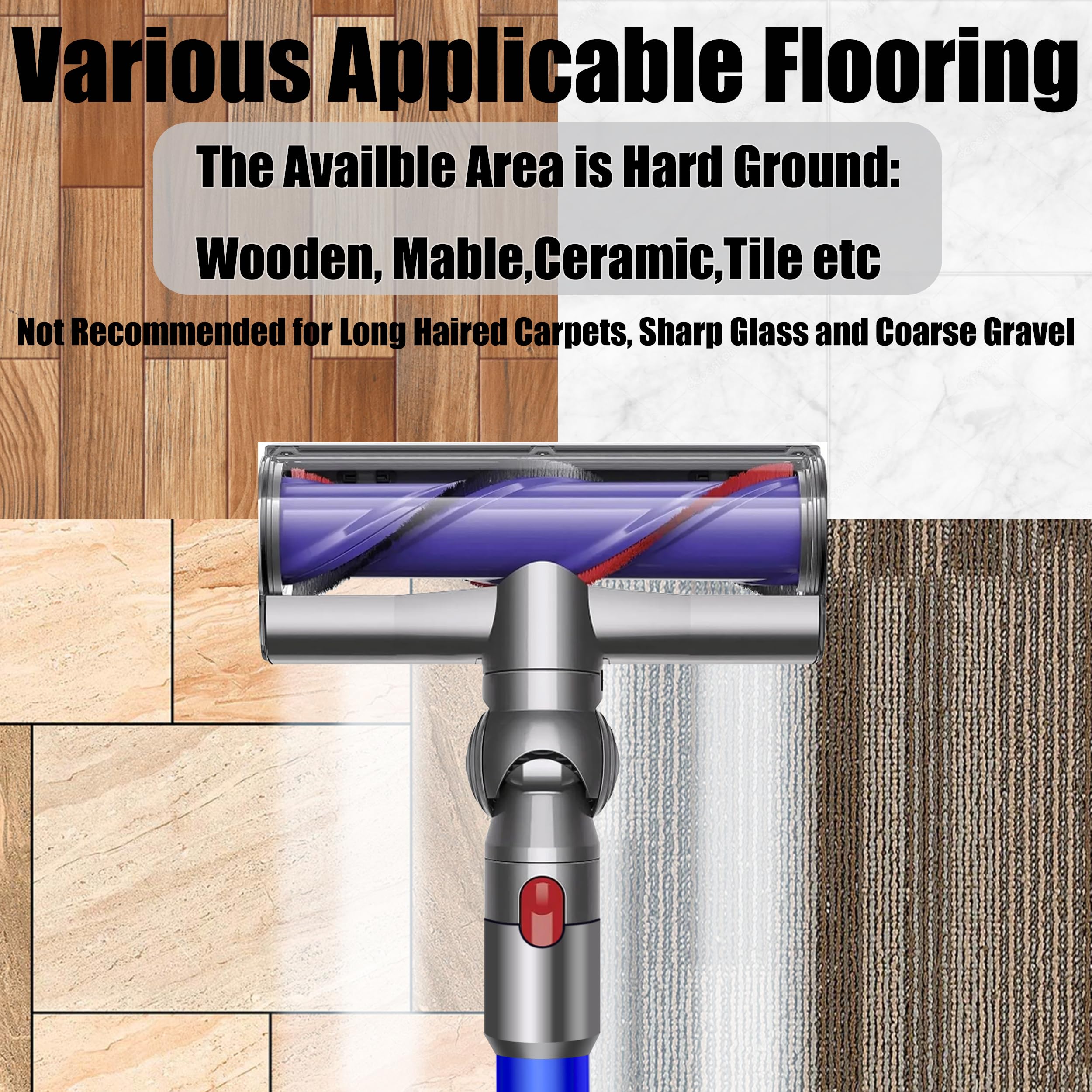 Arcets Spazzola Motorizzata compatibile per Dyson V10 V8 V11 V15 V7 Rullo Adatto per Tappeti e Pavimenti Duri e Angoli Stretti